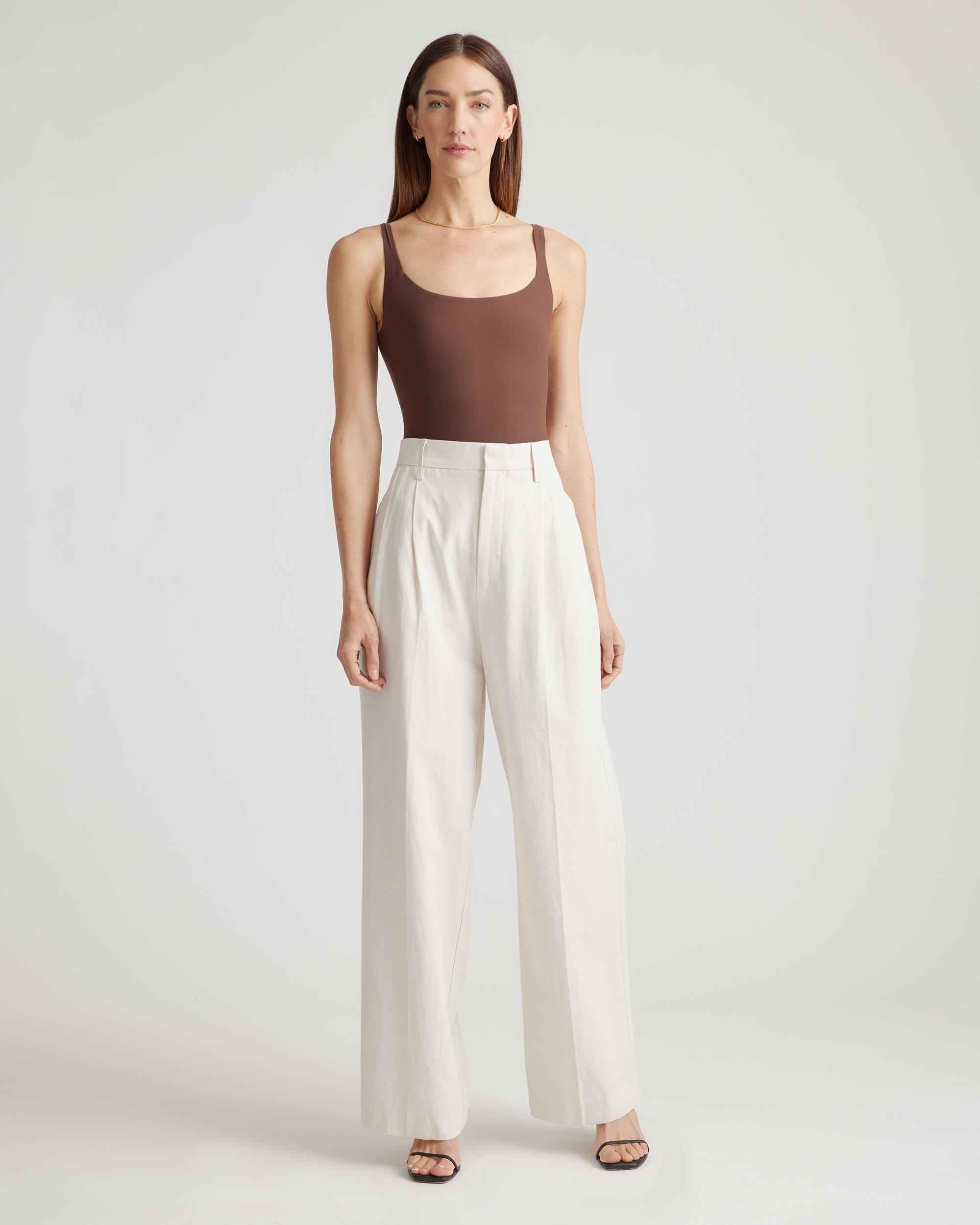 Quince | Women's Second Skin Square Neck Tank Top Bodysuit Nylon/Spandex Product Image