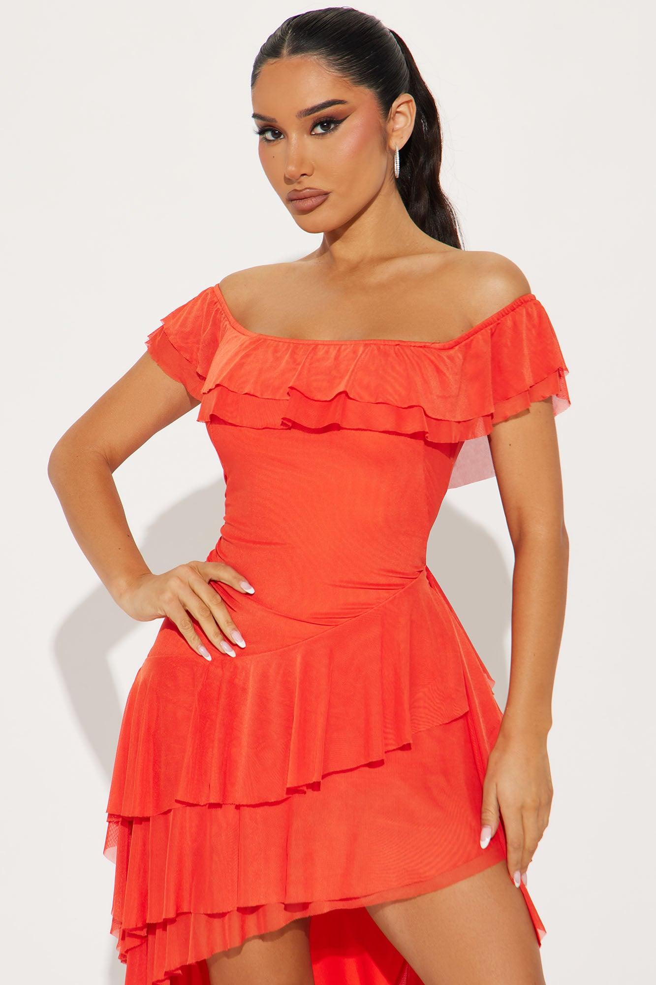 Mila Ruffle Maxi Dress - Red Product Image