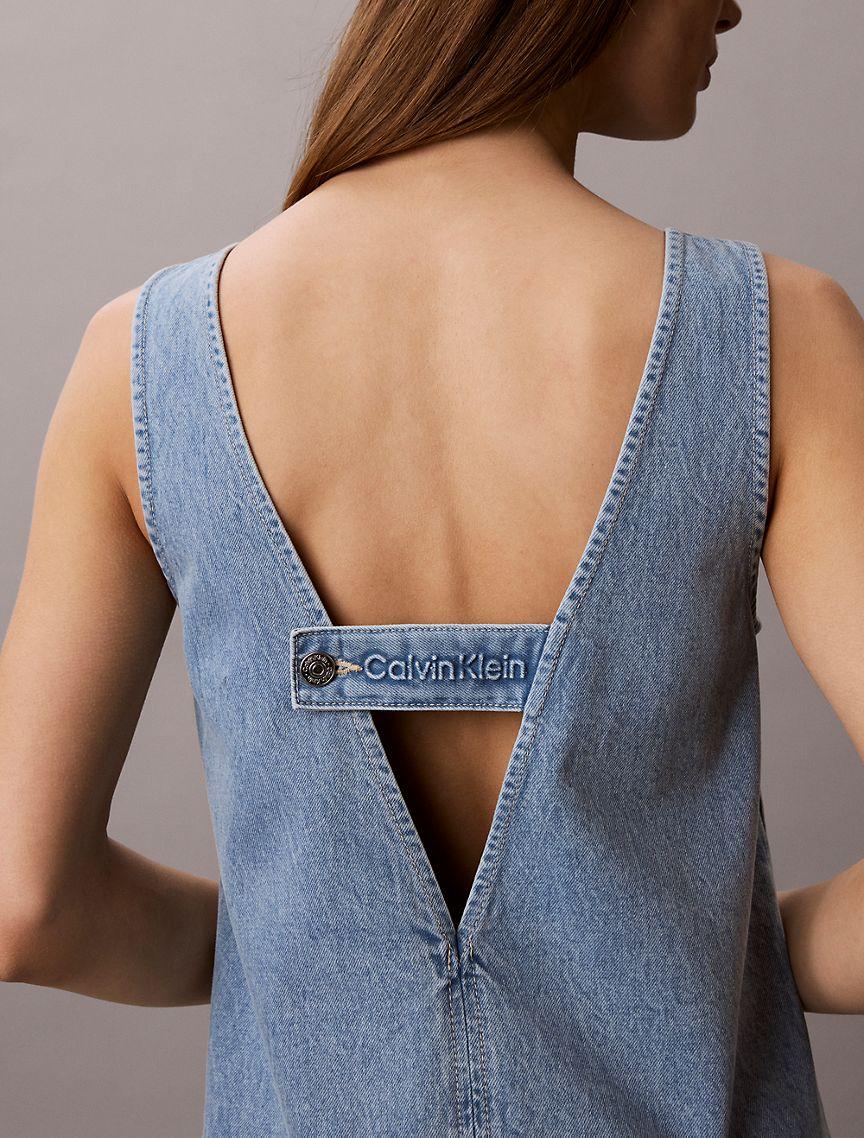 V-Neck Denim Shift Dress Product Image