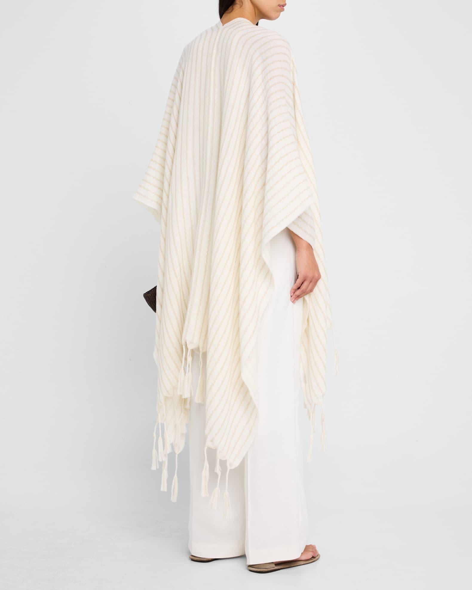 Tassel Metallic Wool Poncho Product Image