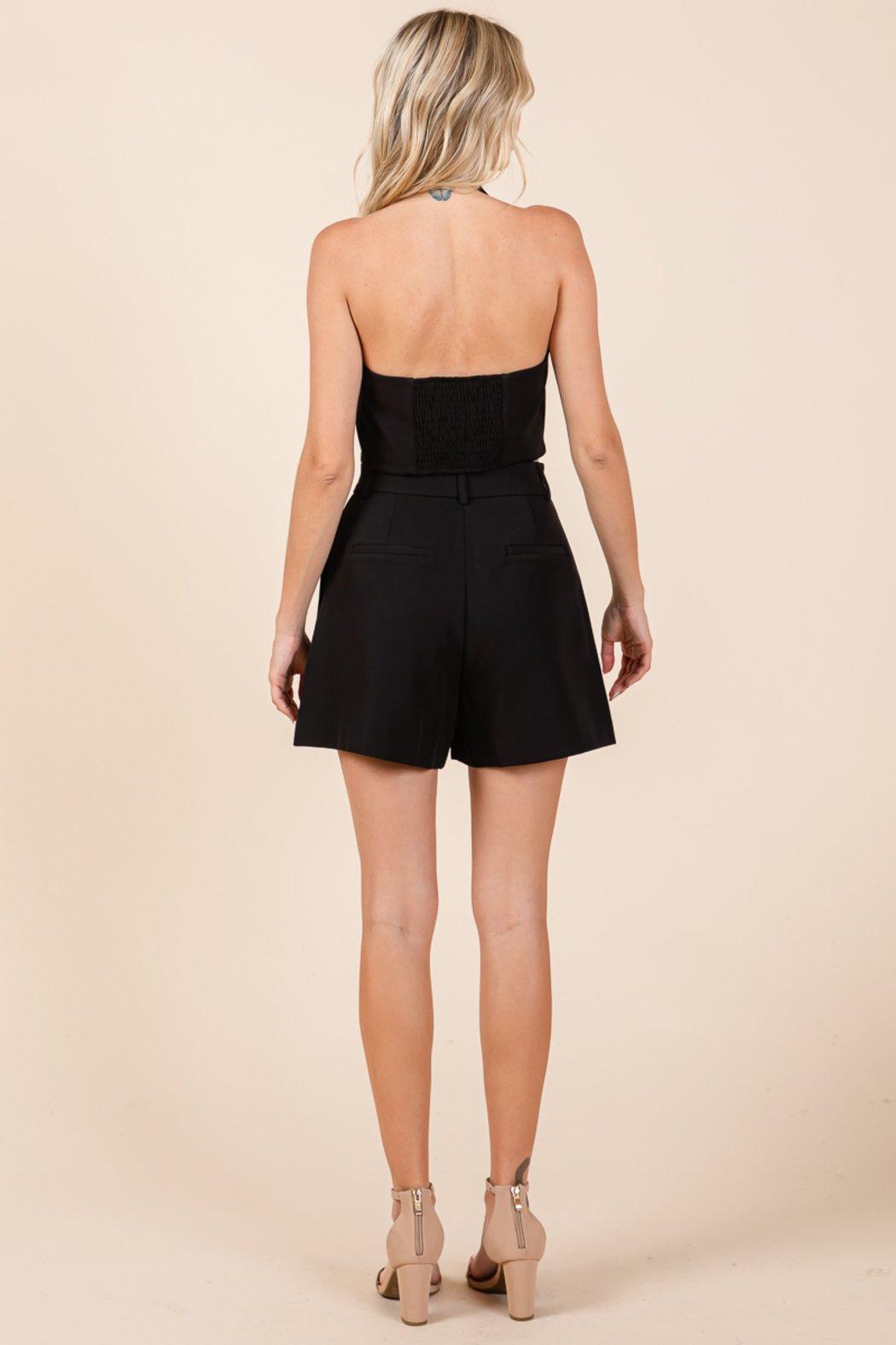 Halter Crop Top And Shorts Two Piece Sets Product Image