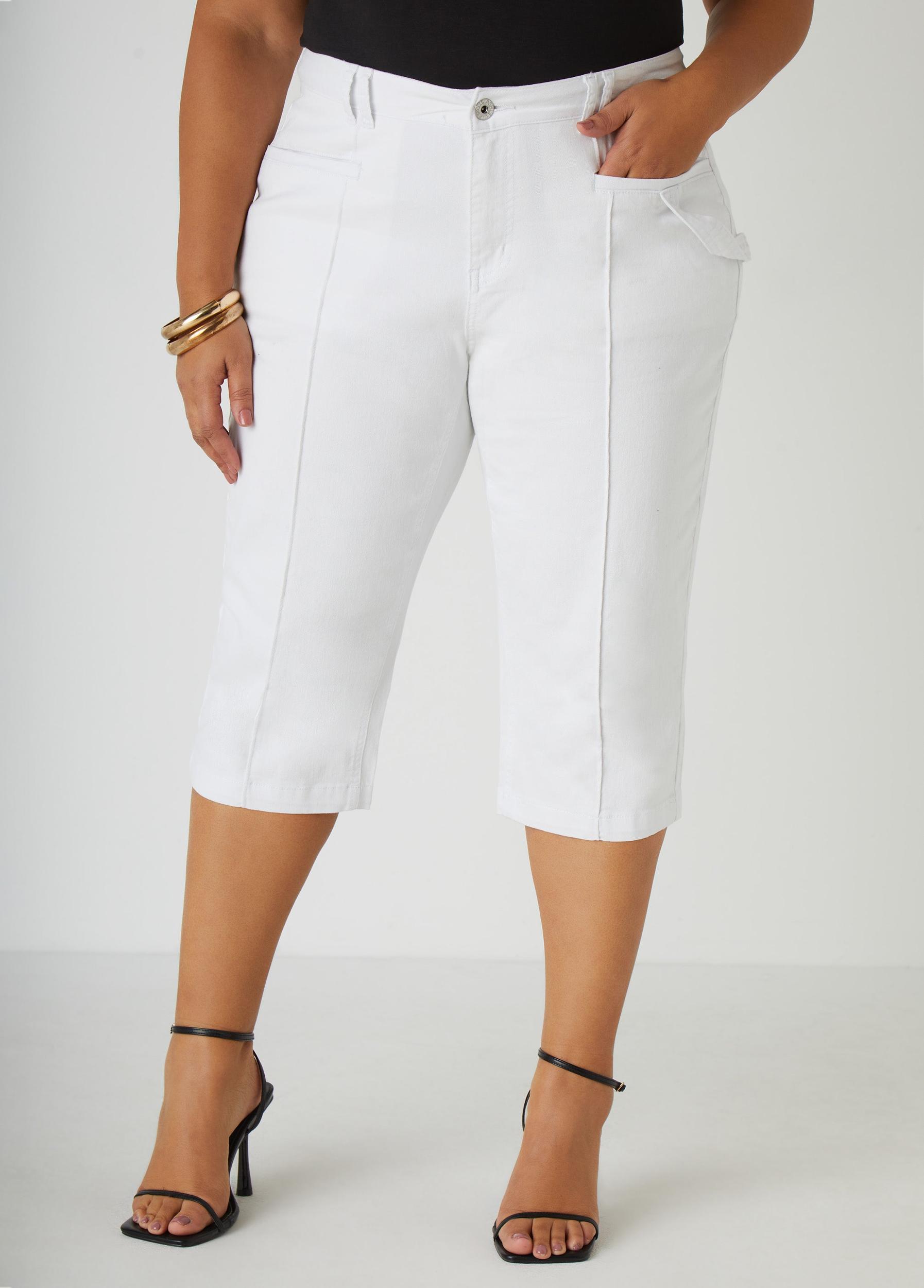 Pintucked Denim Capris Product Image