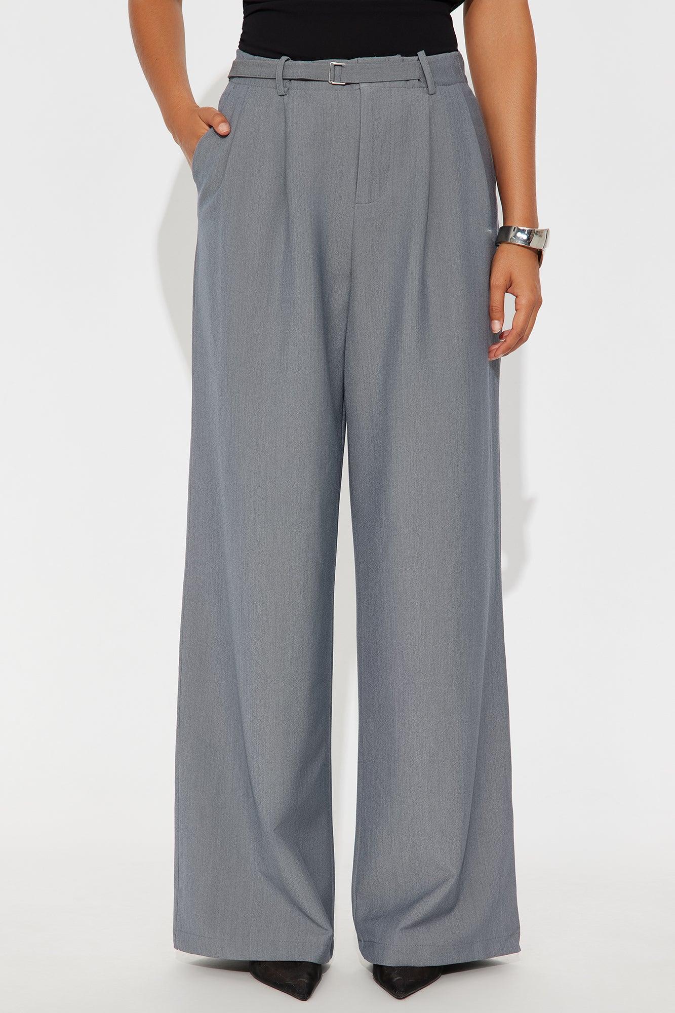 Mariza Mid Rise Wide Leg Trouser Pant 31 - Grey Female Product Image