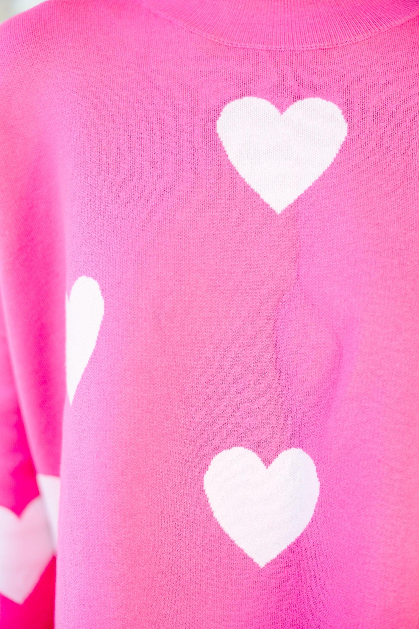 Quick Decisions Pink & White Heart Sweater Female Product Image