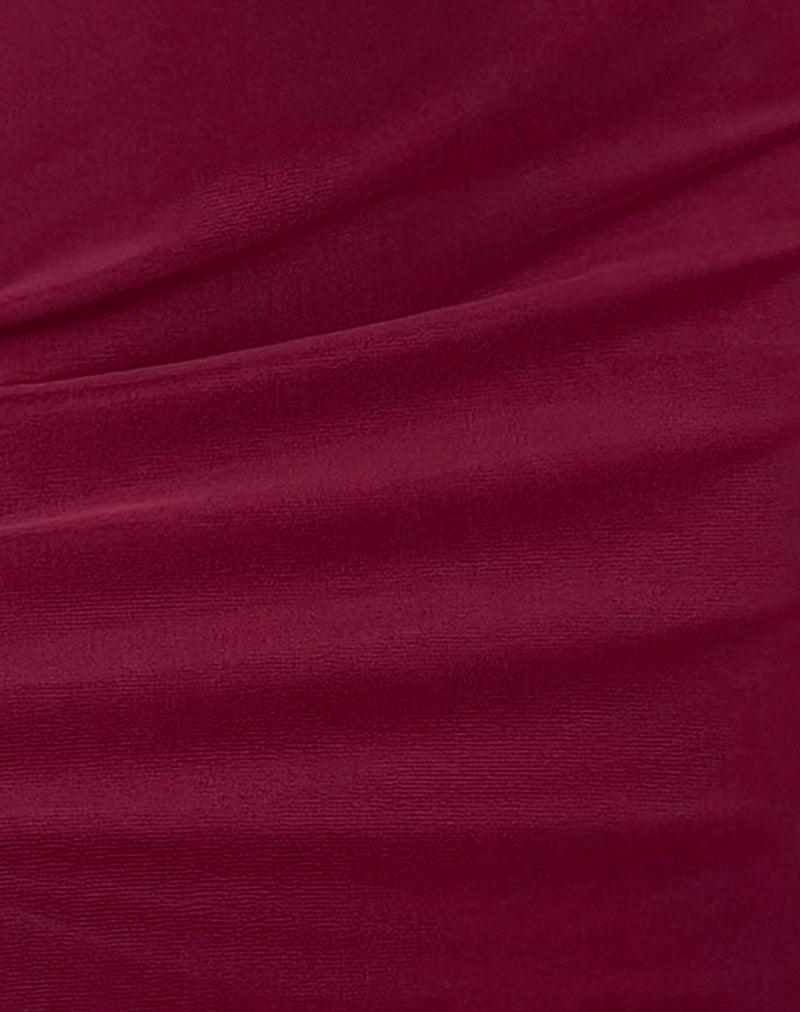 Marlo Asymmetric Midi Dress in Burgundy Female Product Image