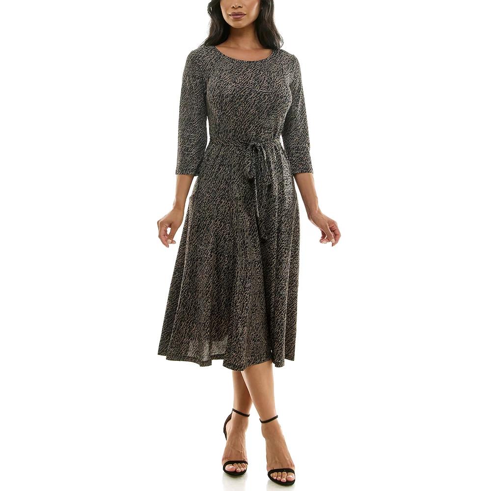 Women's Nina Leonard Sylvia Midi Dress with Belt,  Product Image