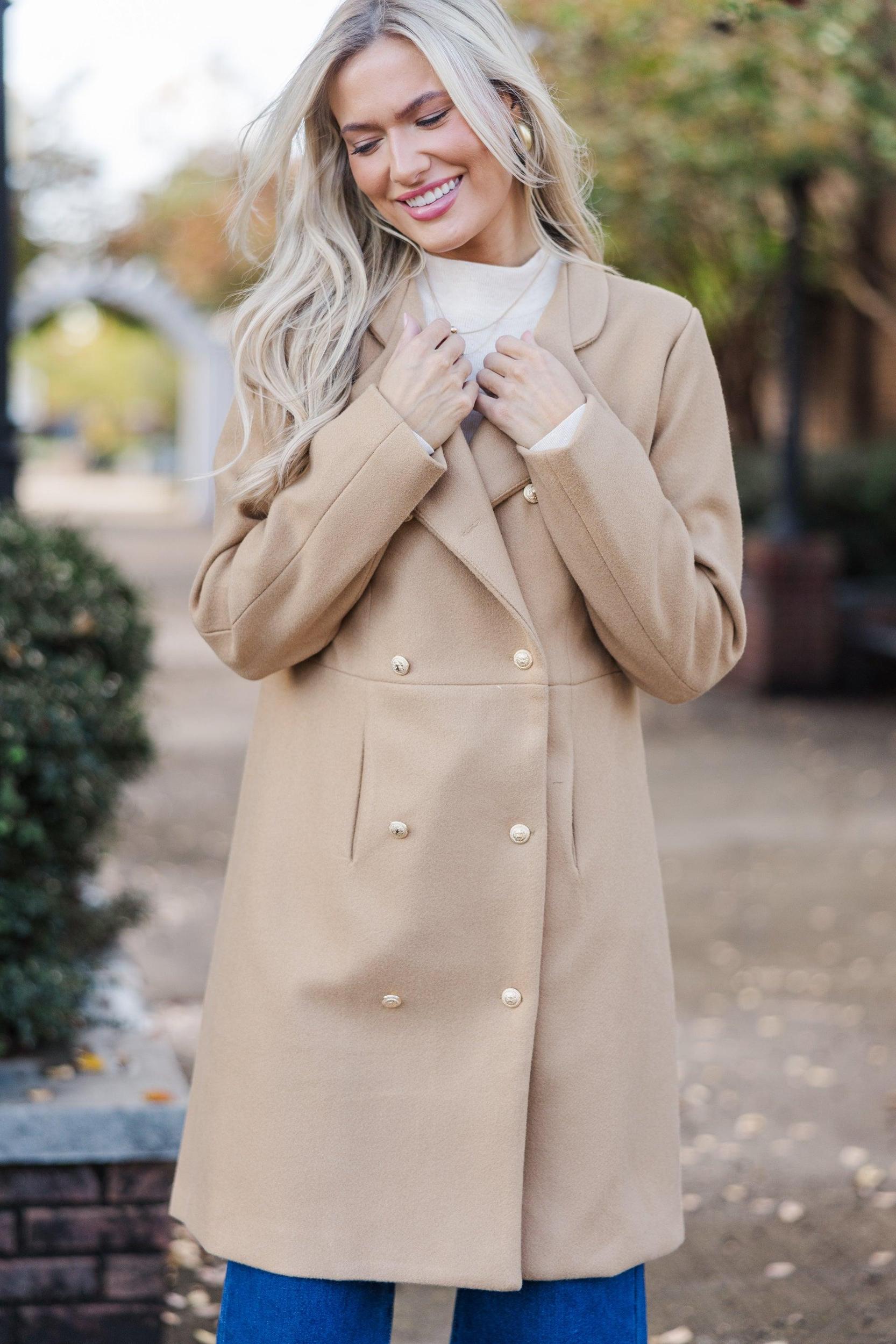 City Streets Camel Brown Coat Female Product Image