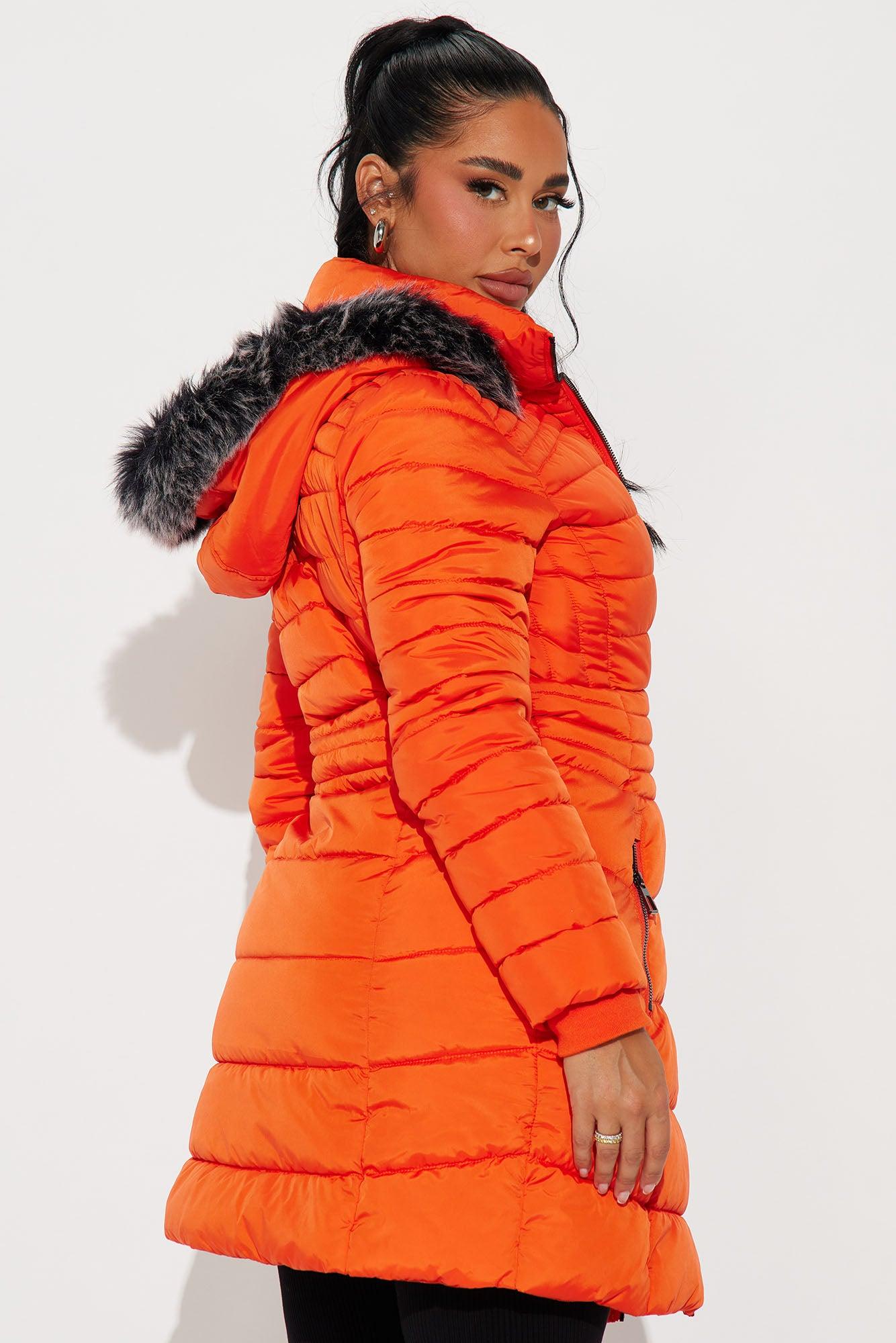 Caught In The Cold Puffer Coat - Orange Product Image