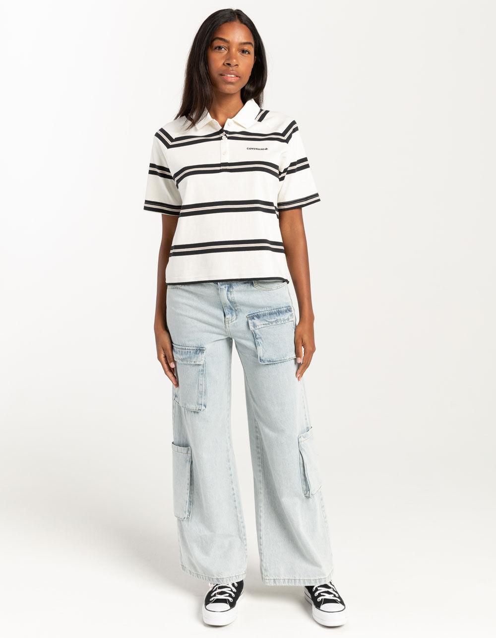 CONVERSE Marquis Womens Polo Shirt - WHT/BLK Product Image