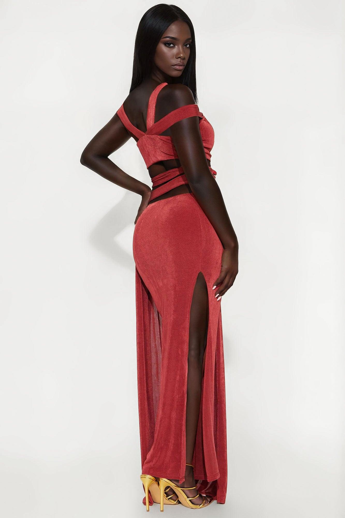 Lena Cut Out Maxi Dress - Rust Female Product Image
