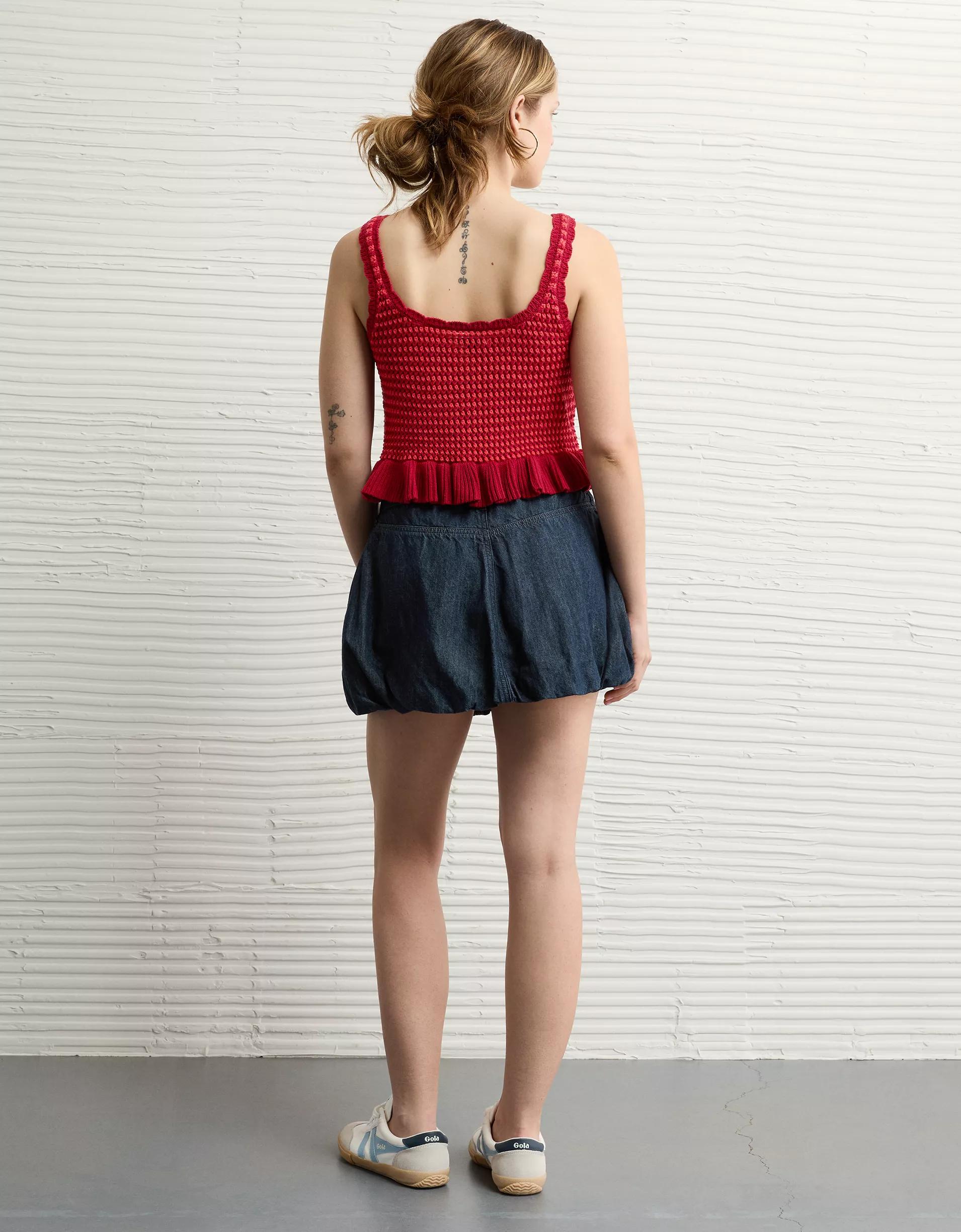 AE Crochet Peplum Tank Top Product Image