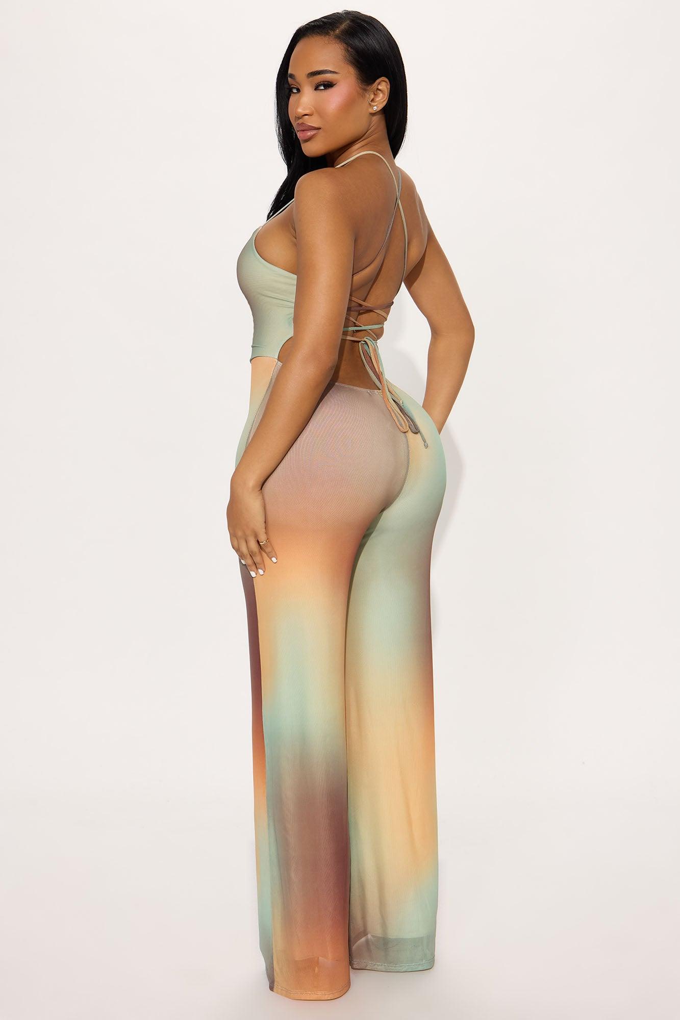 So Stunning Ombre Mesh Jumpsuit - Green/combo Product Image