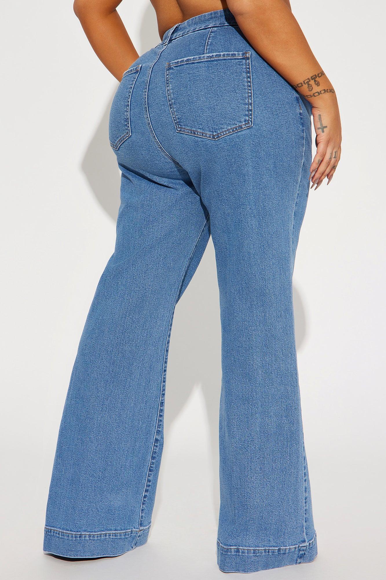Western Showdown Trouser Flare Jeans - Medium Wash Product Image