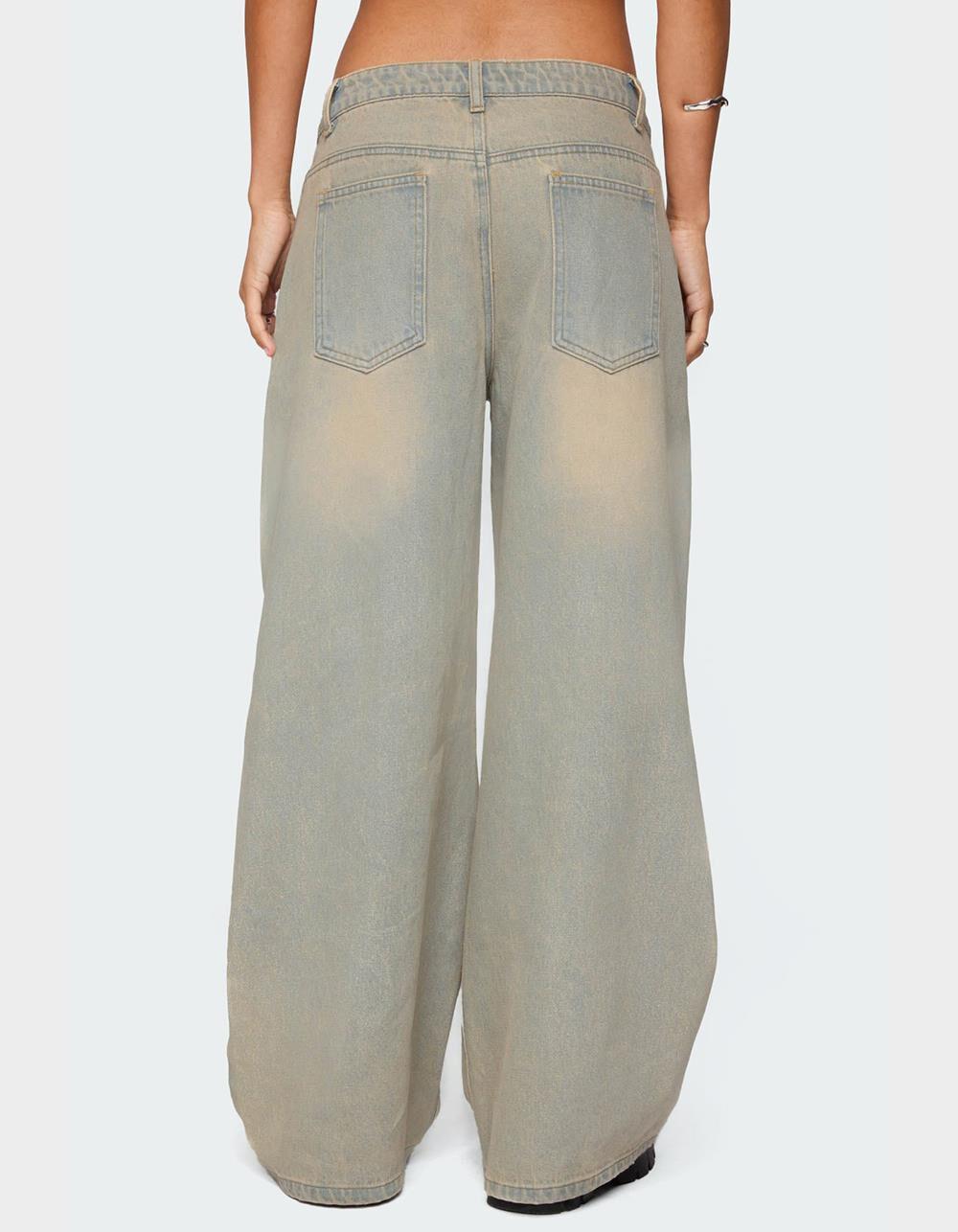 EDIKTED Santi Low Rise Wide Leg Jeans - LIGHT BLUE Product Image