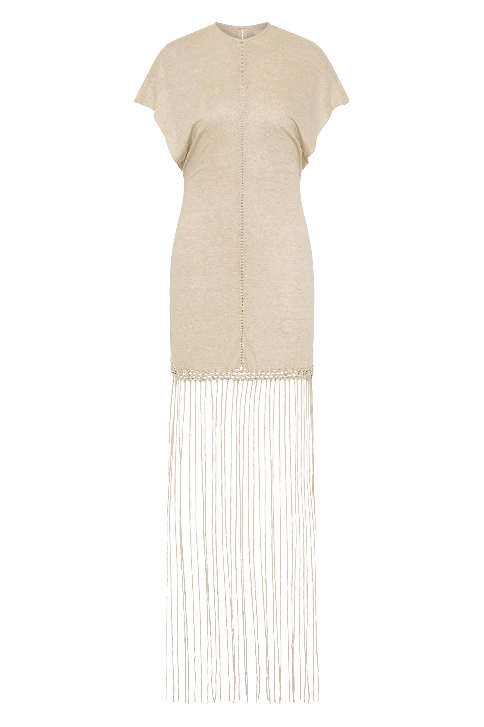 Ines Fringe Dress Oatmeal - Final Sale Product Image
