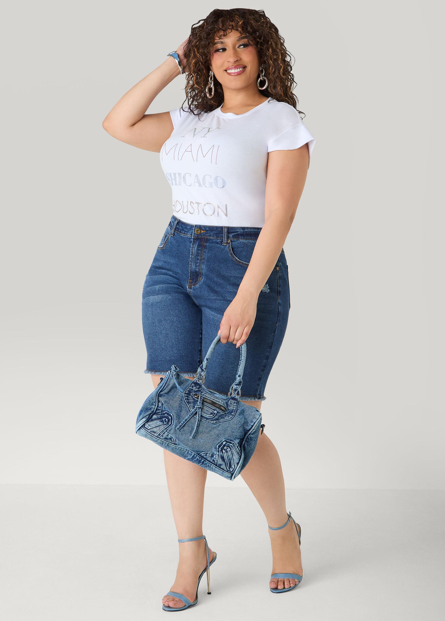 Fearless Distressed Denim Shorts Product Image