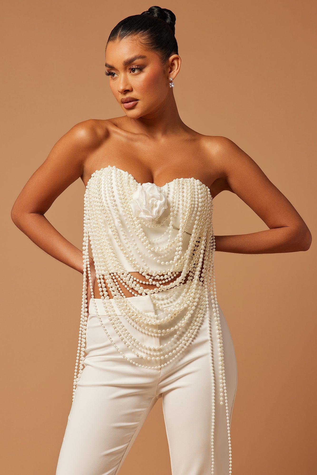 Erin Pearl Pant Set - White Product Image