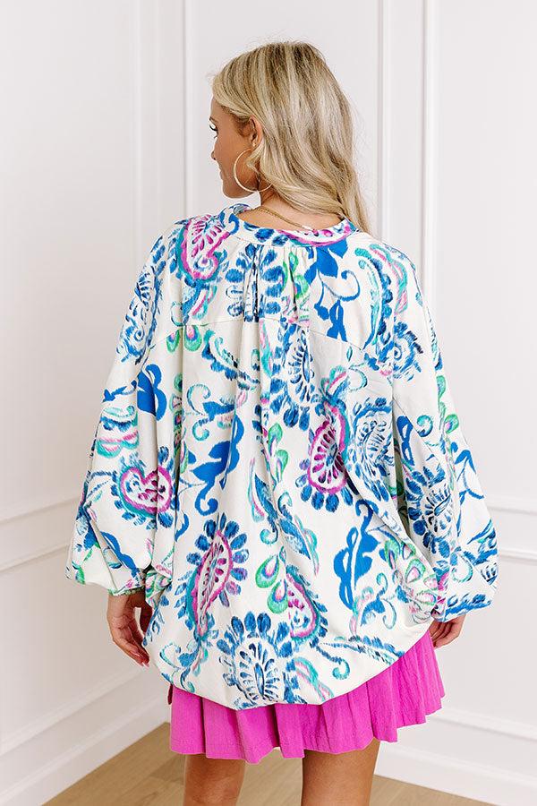 Cocktail Hour Floral Bodysuit in Blue Product Image