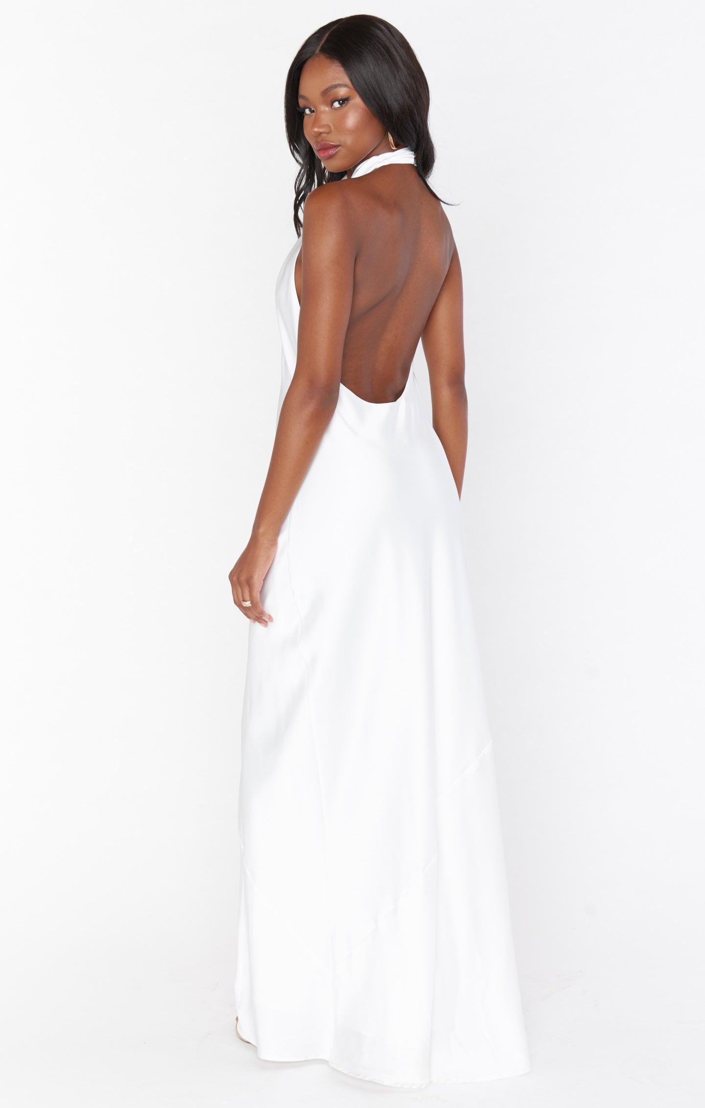 Jasmine Halter Maxi Dress ~ Ivory Luxe Satin Product Image