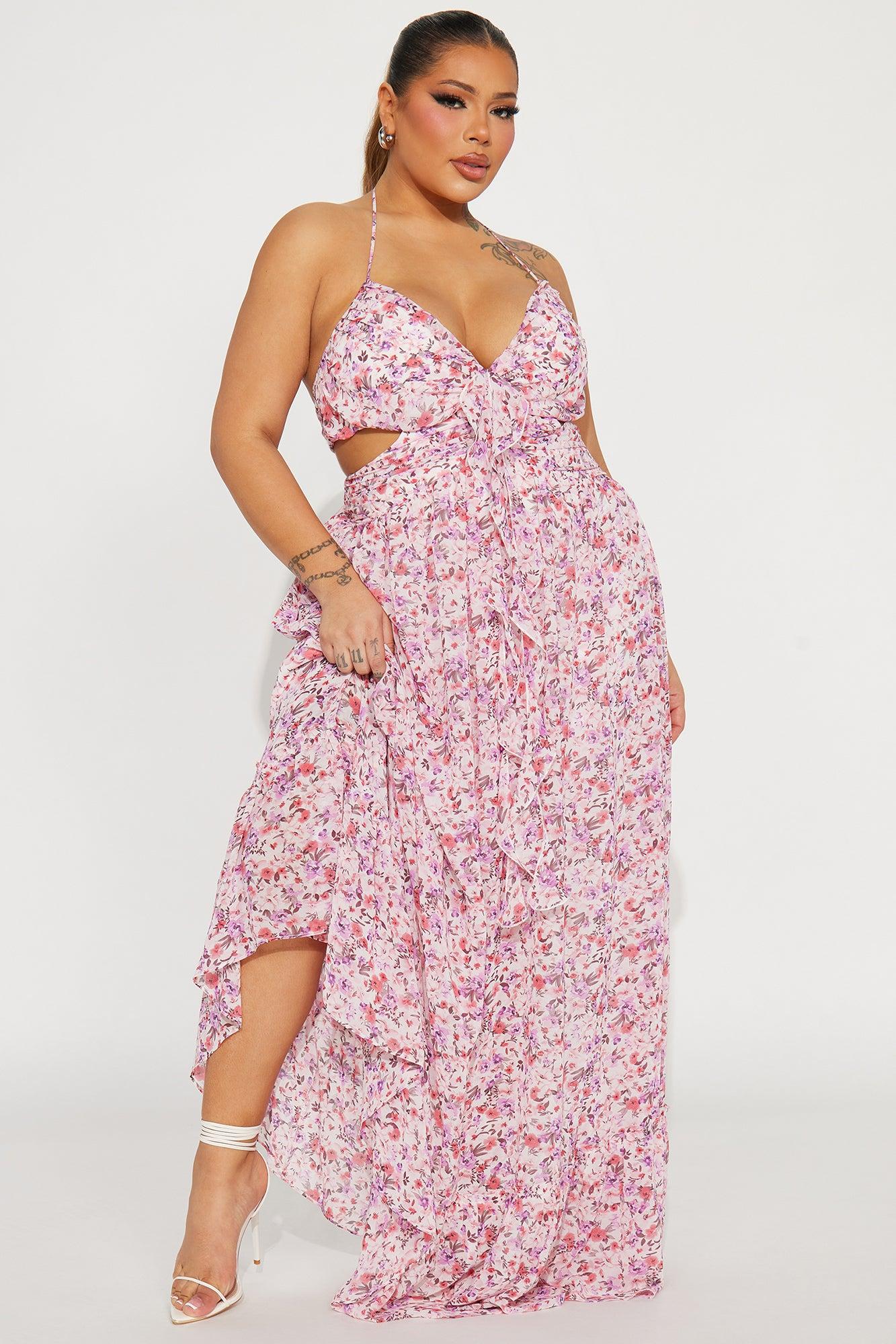 Shantel Chiffon Floral Maxi Dress - Pink/combo Product Image