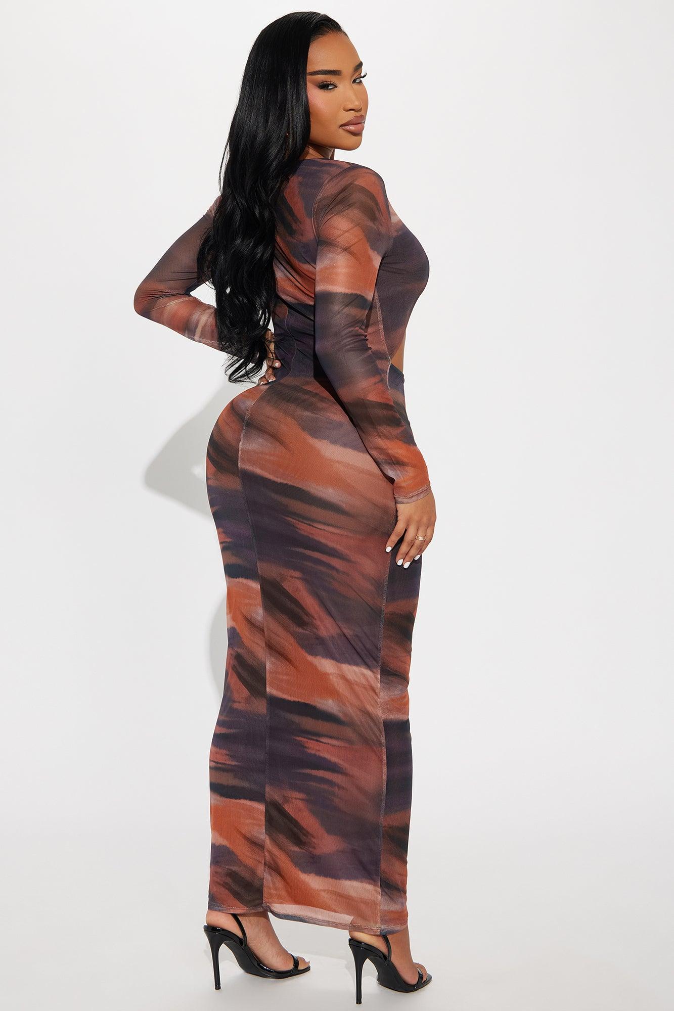 Stella Cut Out Maxi Dress  - Brown/combo Product Image