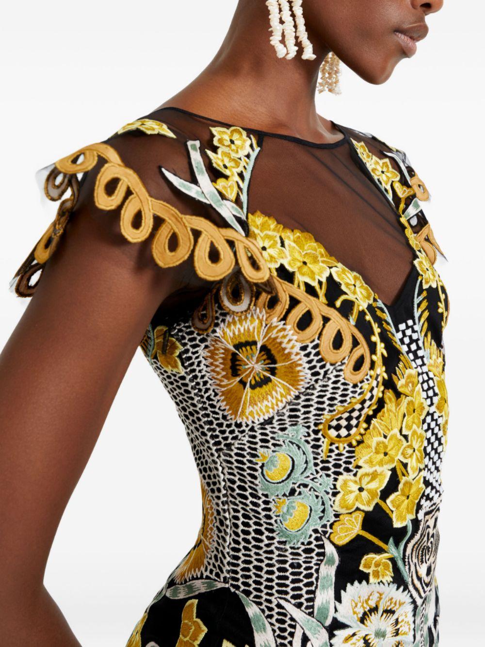 embroidered floral-print maxi dress Product Image