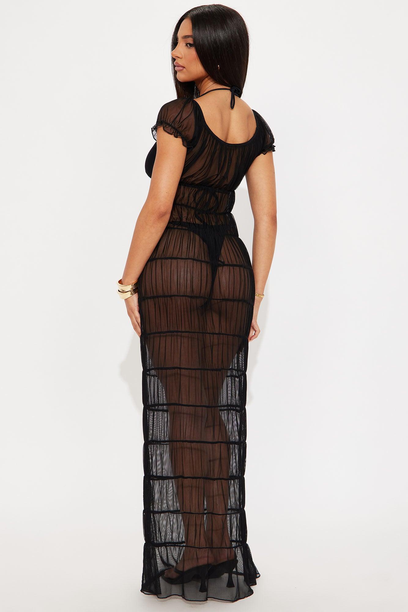 Summer Frolick Coquette Tiered Cover Up Maxi Dress - Black Product Image