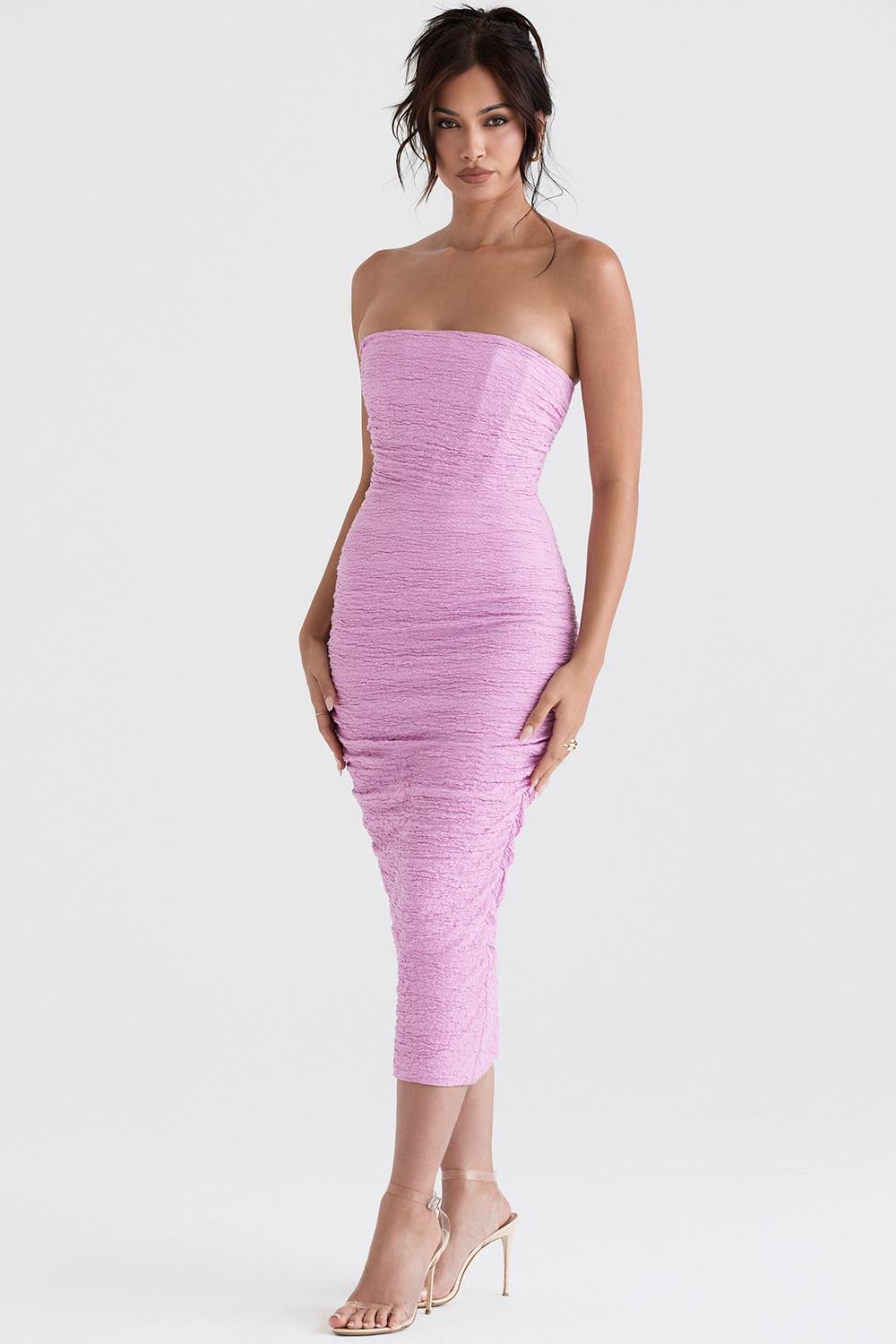 Tana  pink strapless corset midi dress Product Image