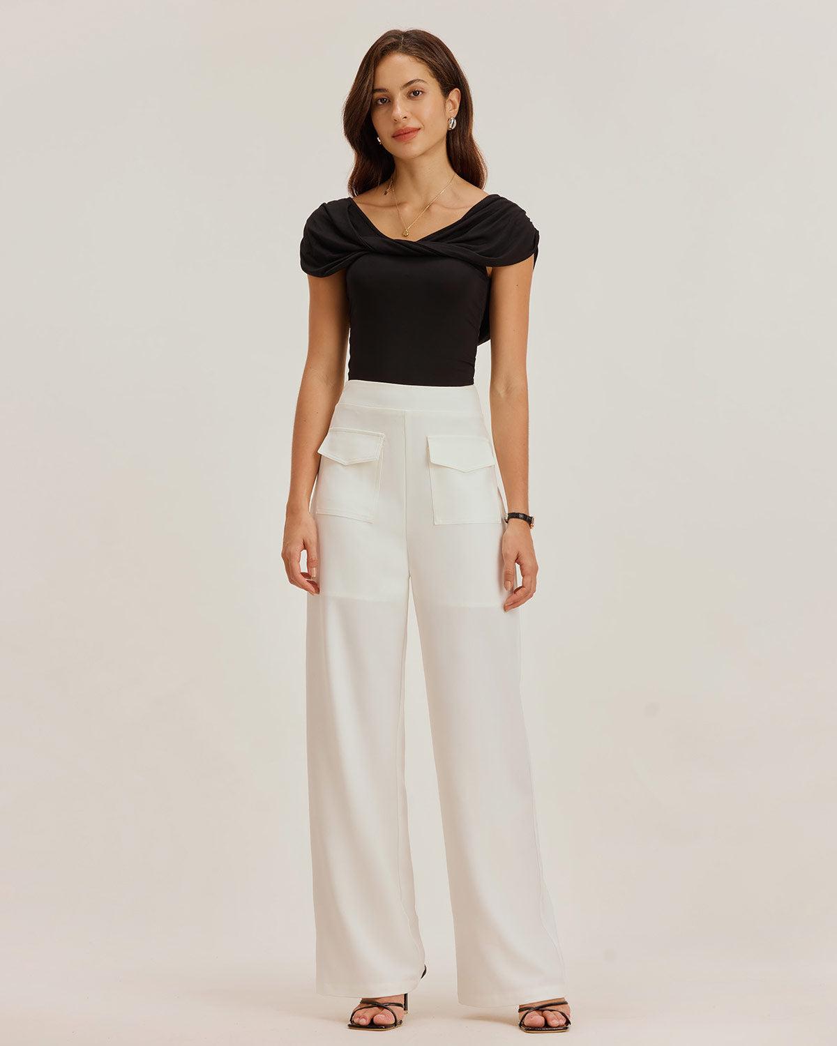 White Straight Pocket Pants Product Image