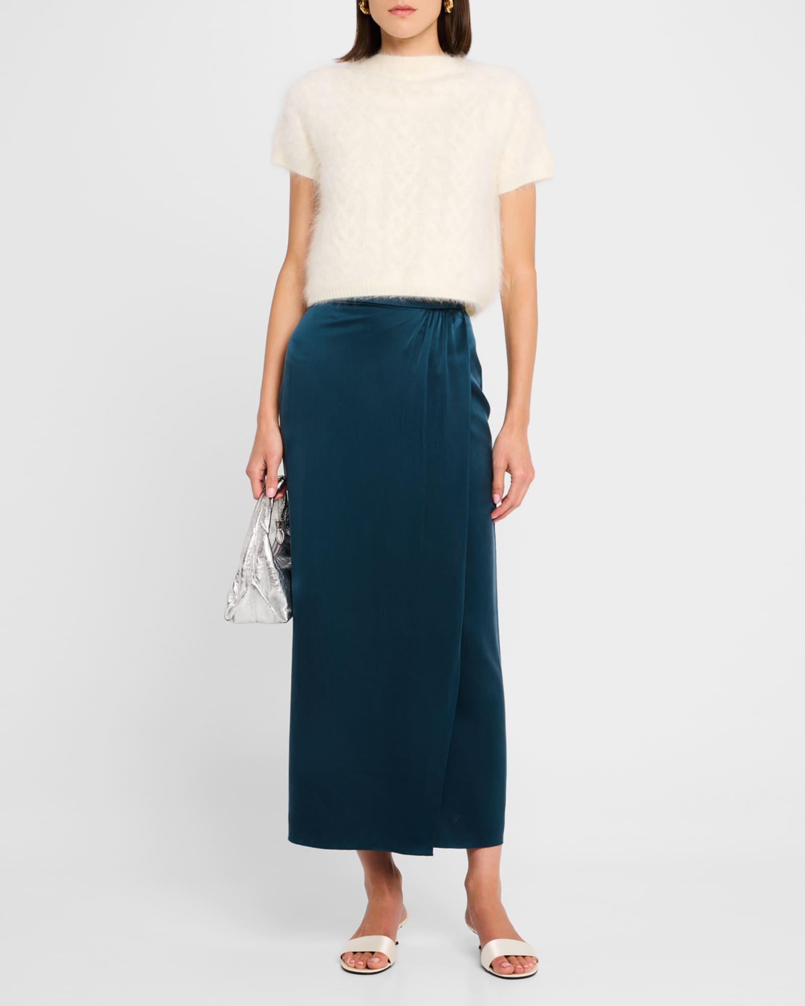 Faux Wrap Silk Skirt  Product Image