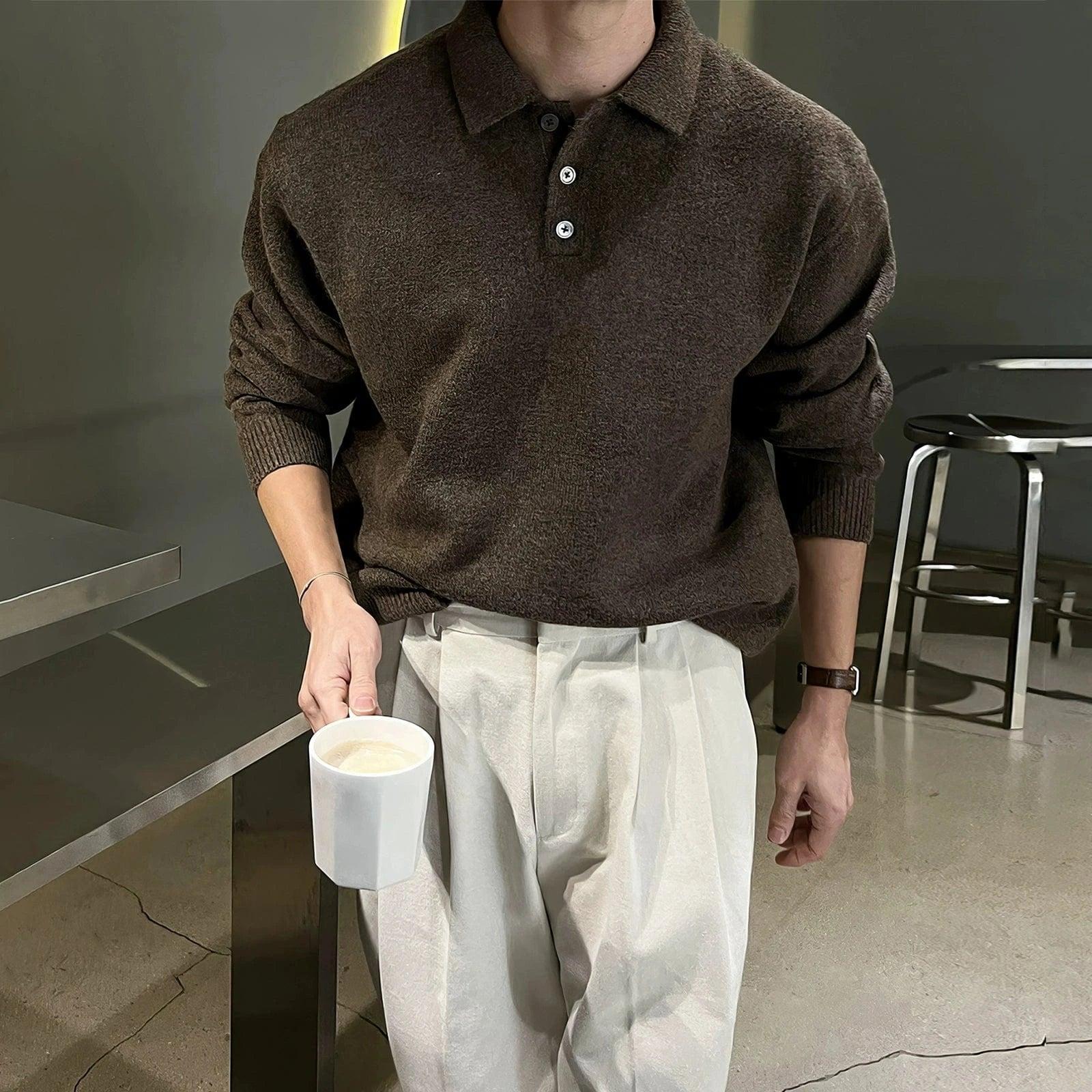 RT No. 18255 KNIT POLO COLLAR SWEATER Product Image