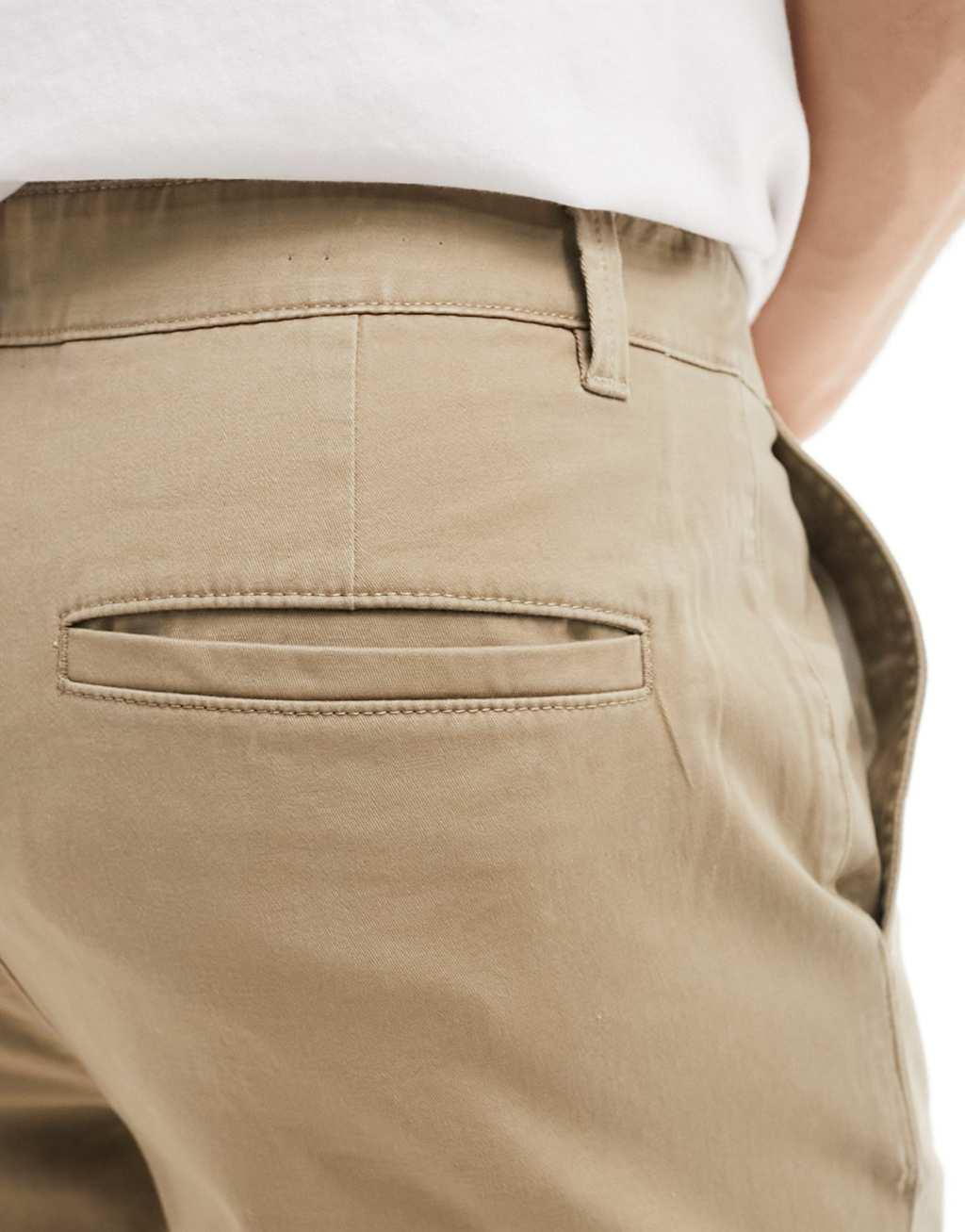 Selected Homme Bill slim fit chino pants in beige Product Image