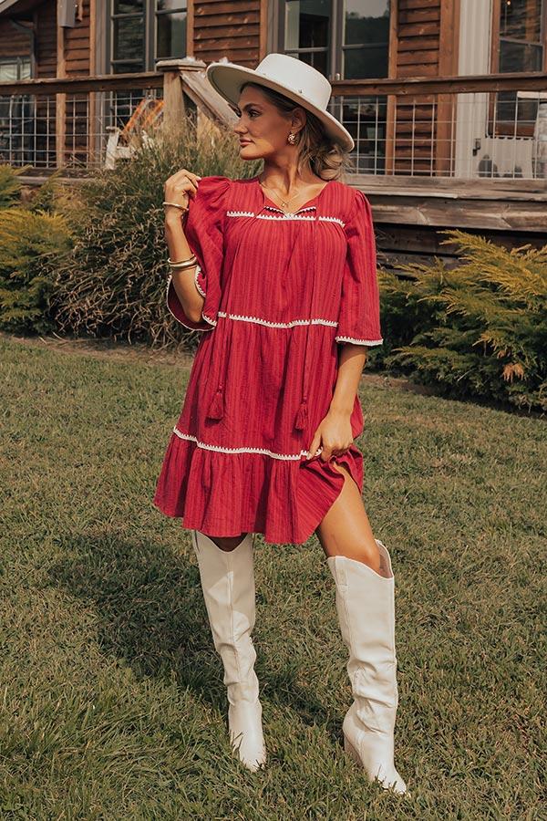 Simply Lovely Tiered Mini Dress in Wine Product Image