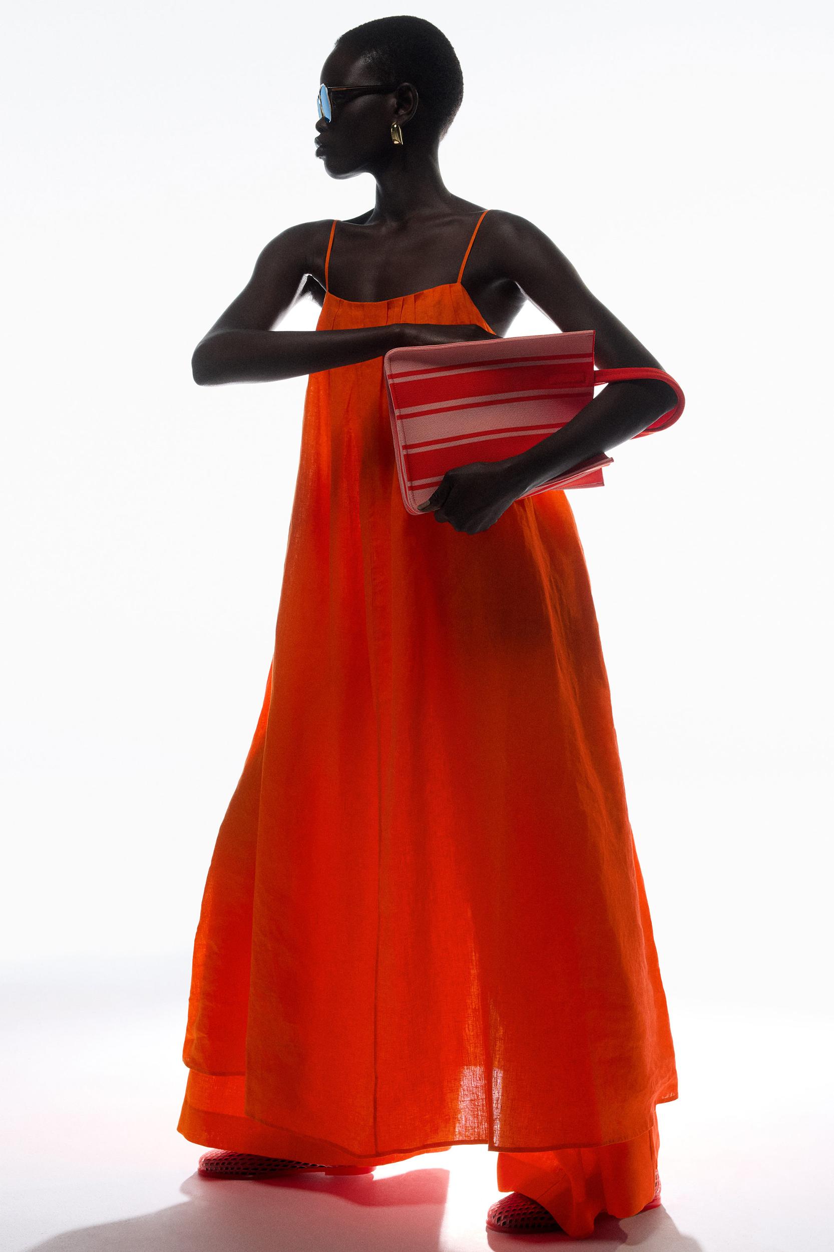 PLEATED LINEN MAXI DRESS Product Image