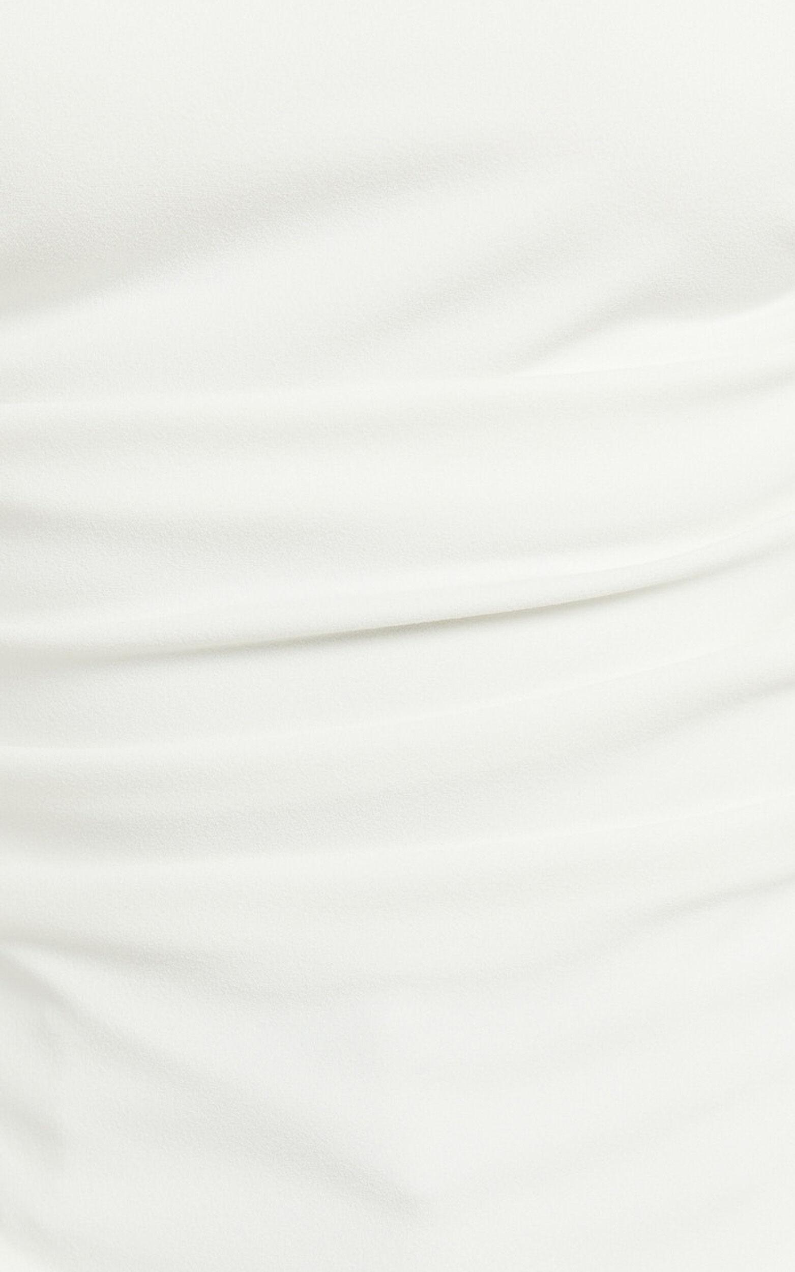 Cleo Top - Off Shoulder Curved Hem Top in White Product Image