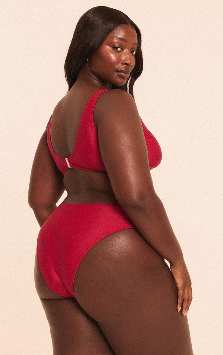 Plus Burgundy Plunge U Bar Bikini Top Product Image