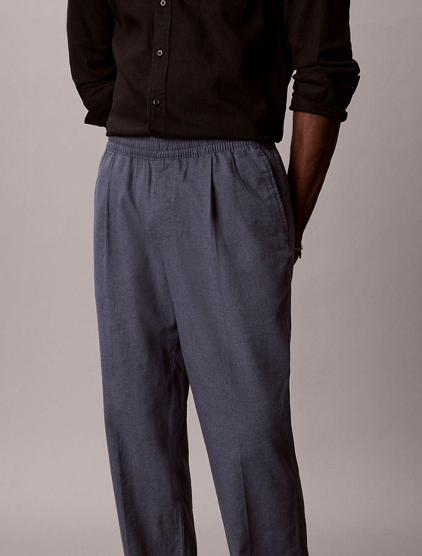 Linen Blend Pleated Pull-On Pants Product Image