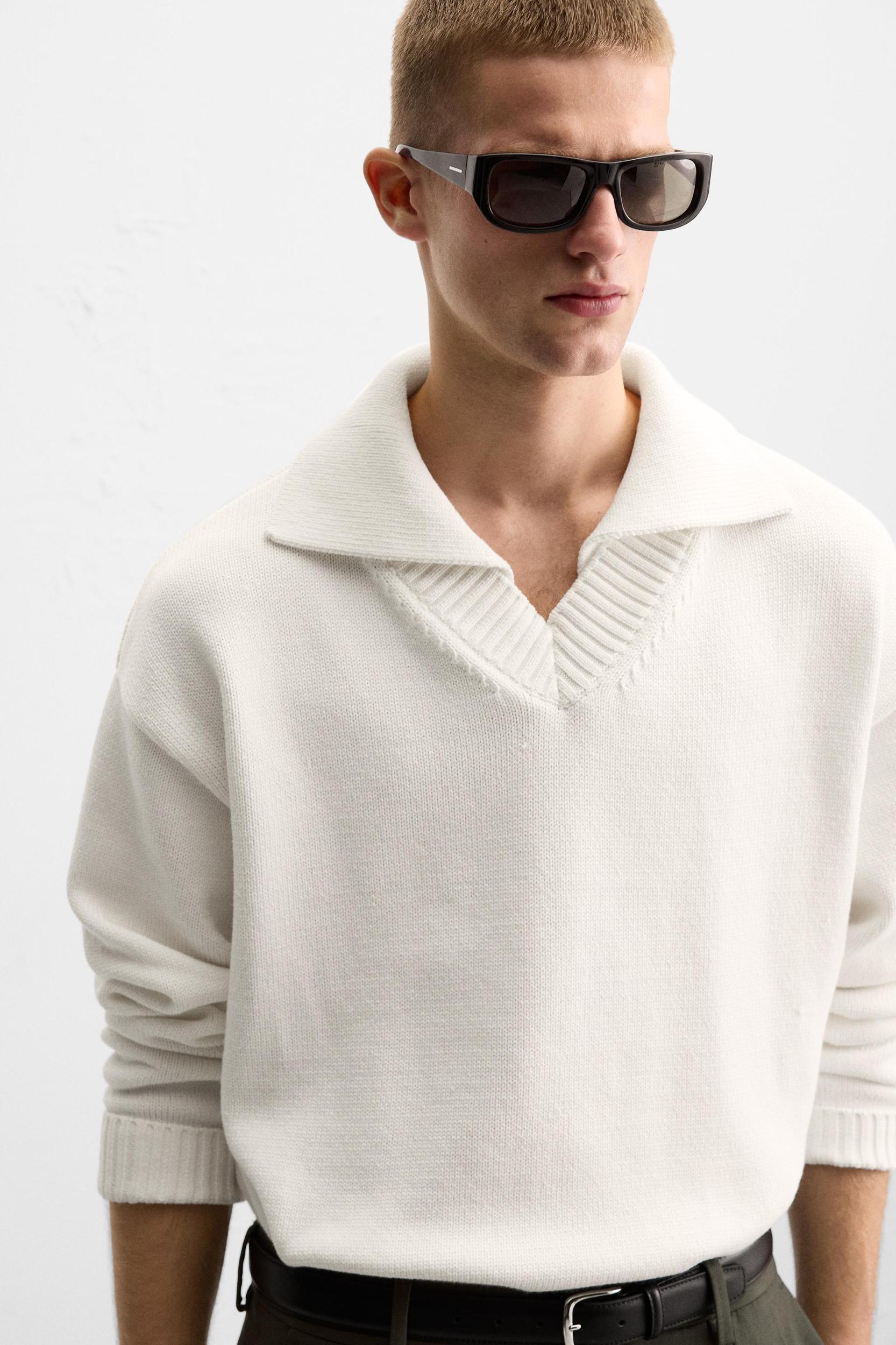 COTTON BLEND KNIT POLO Product Image