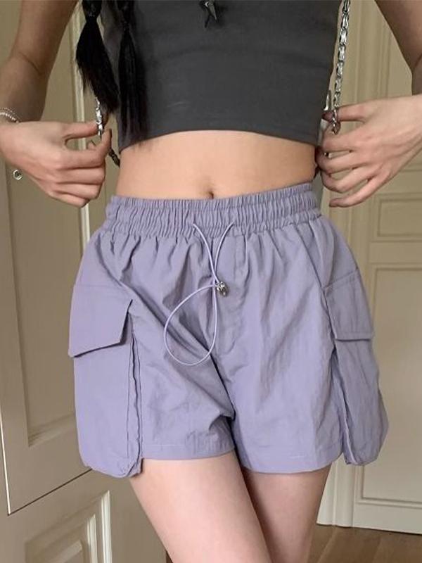 Big Dual Pocket Drawstring High Rise Shorts Product Image