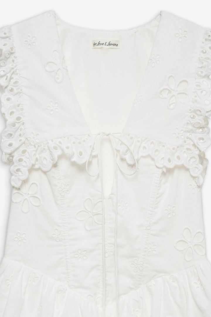 Daisy Eyelet Mini Dress — White Product Image