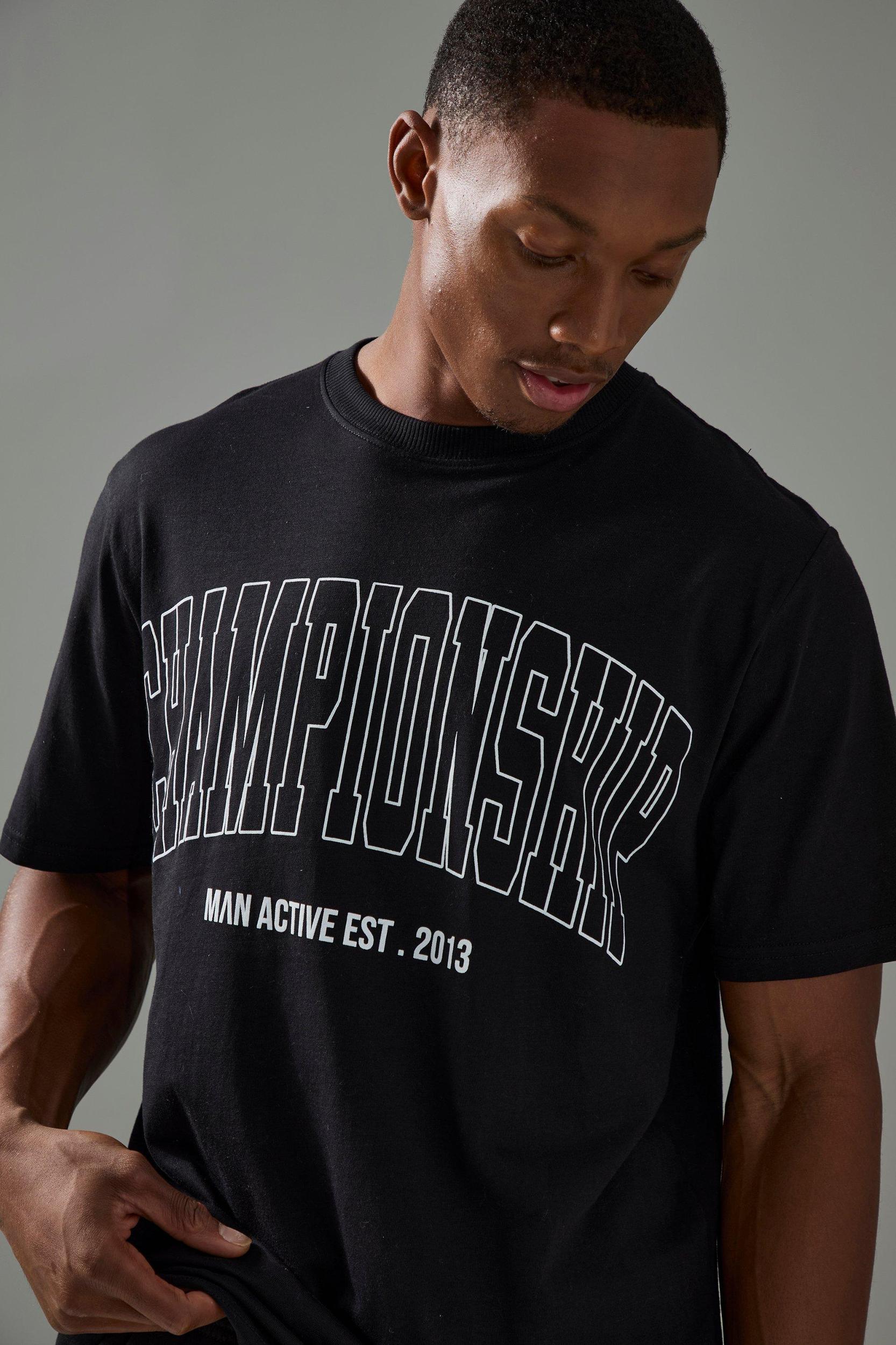 Man Active Workout Championship Regular Fit T-shirt | boohooMAN USA Product Image