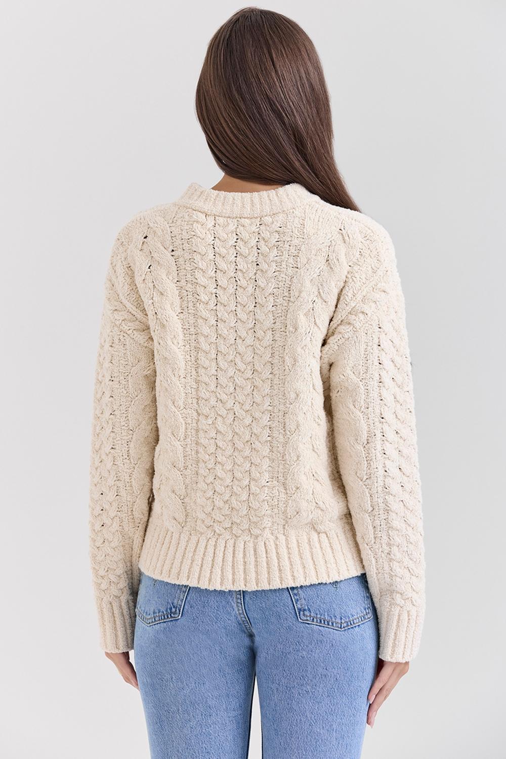 Jasper  cream chunky cable knit sweater - sale Product Image