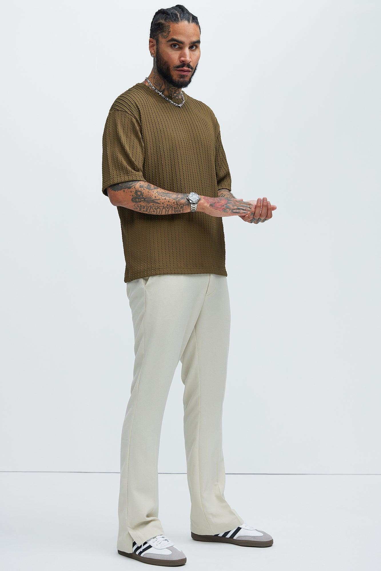 Rope Textured Relaxed Tee - Olive Product Image