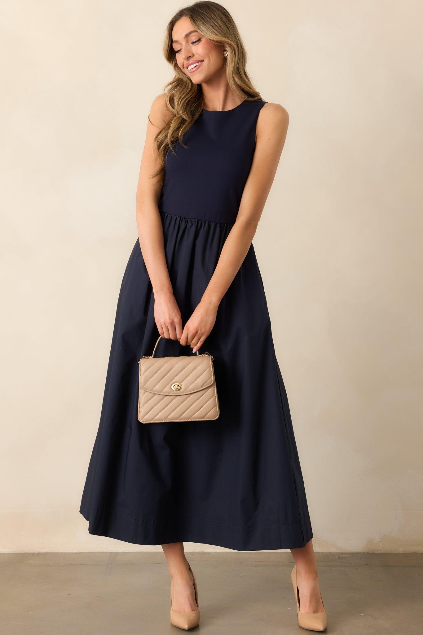 A World Full Of Wonder Navy Sleeveless Maxi Dress Product Image
