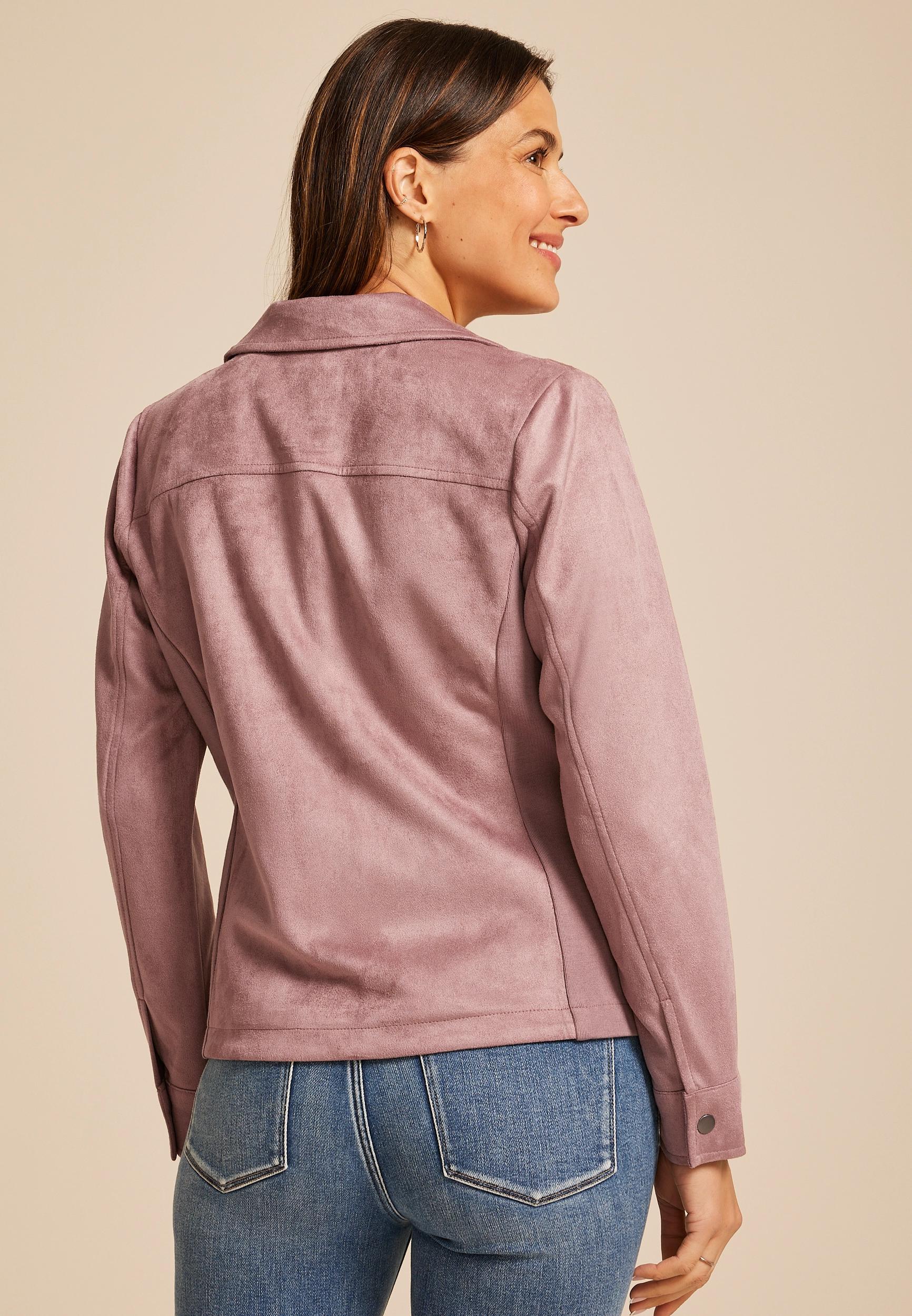 Mauve Faux Suede Moto Jacket Product Image