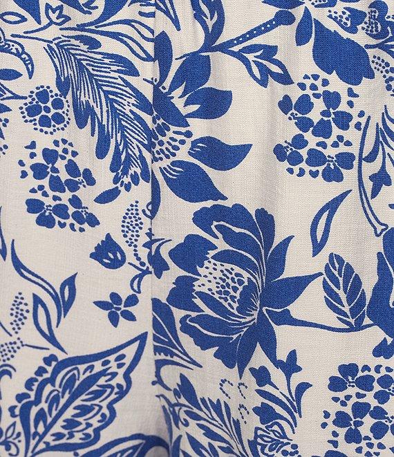 Calessa Coordinating Antique Floral Wide Leg Pull-On Pants Product Image