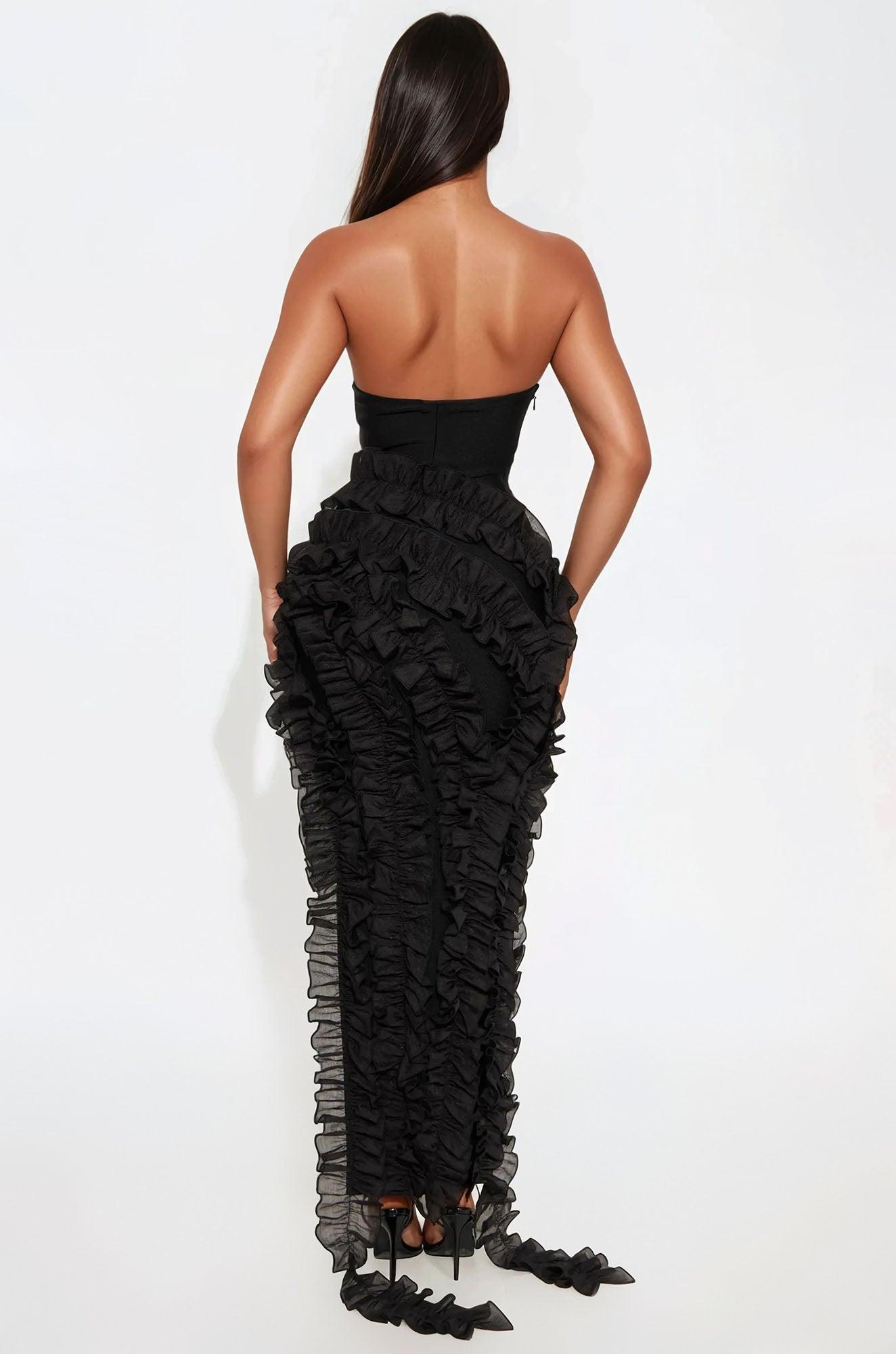 All Mine Ruffle Bandage Maxi Dress - Black Product Image