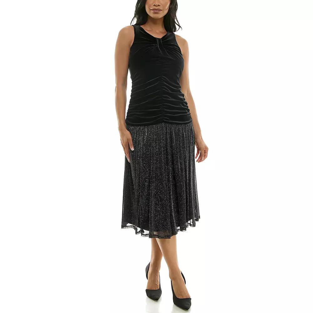 Women's Maison Tara Lux Velvet Bodice Sheer Skirt Dress, Size: 10, Black Product Image