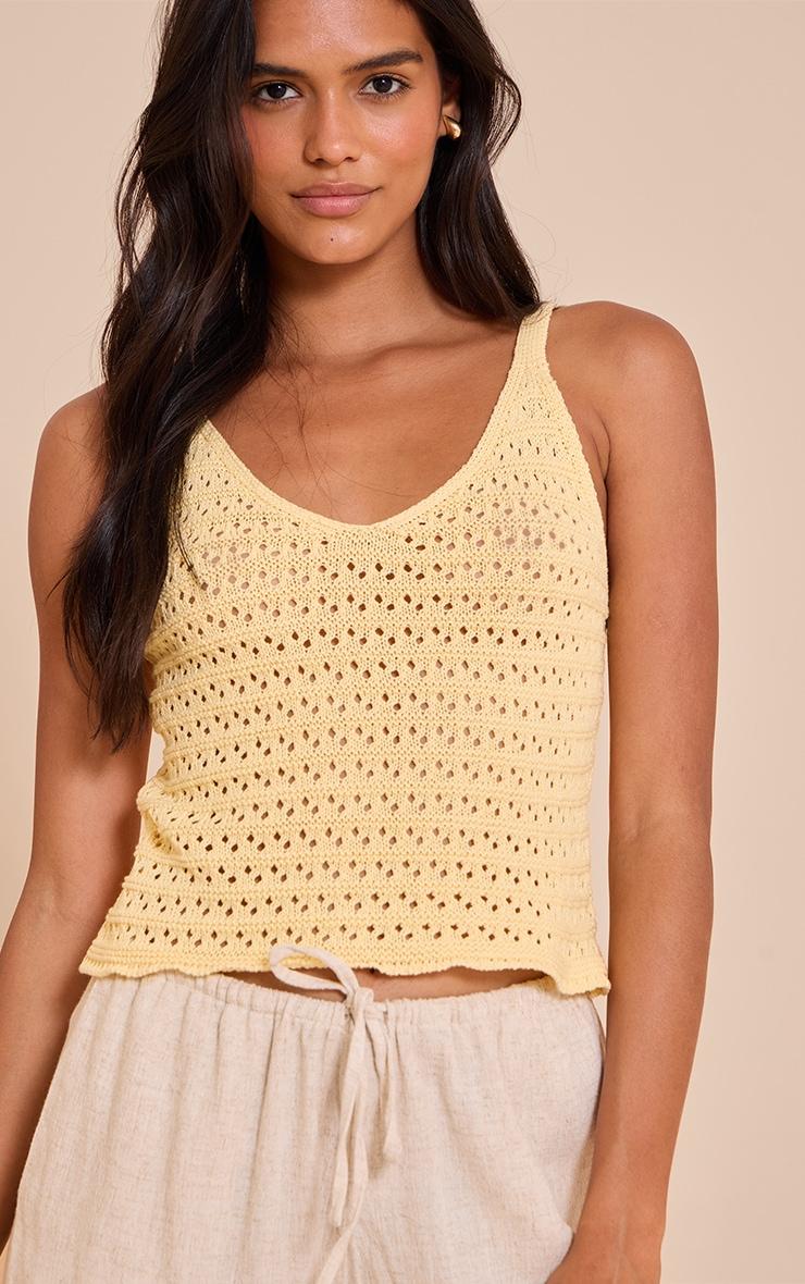 Yellow Crochet Cami Top Product Image
