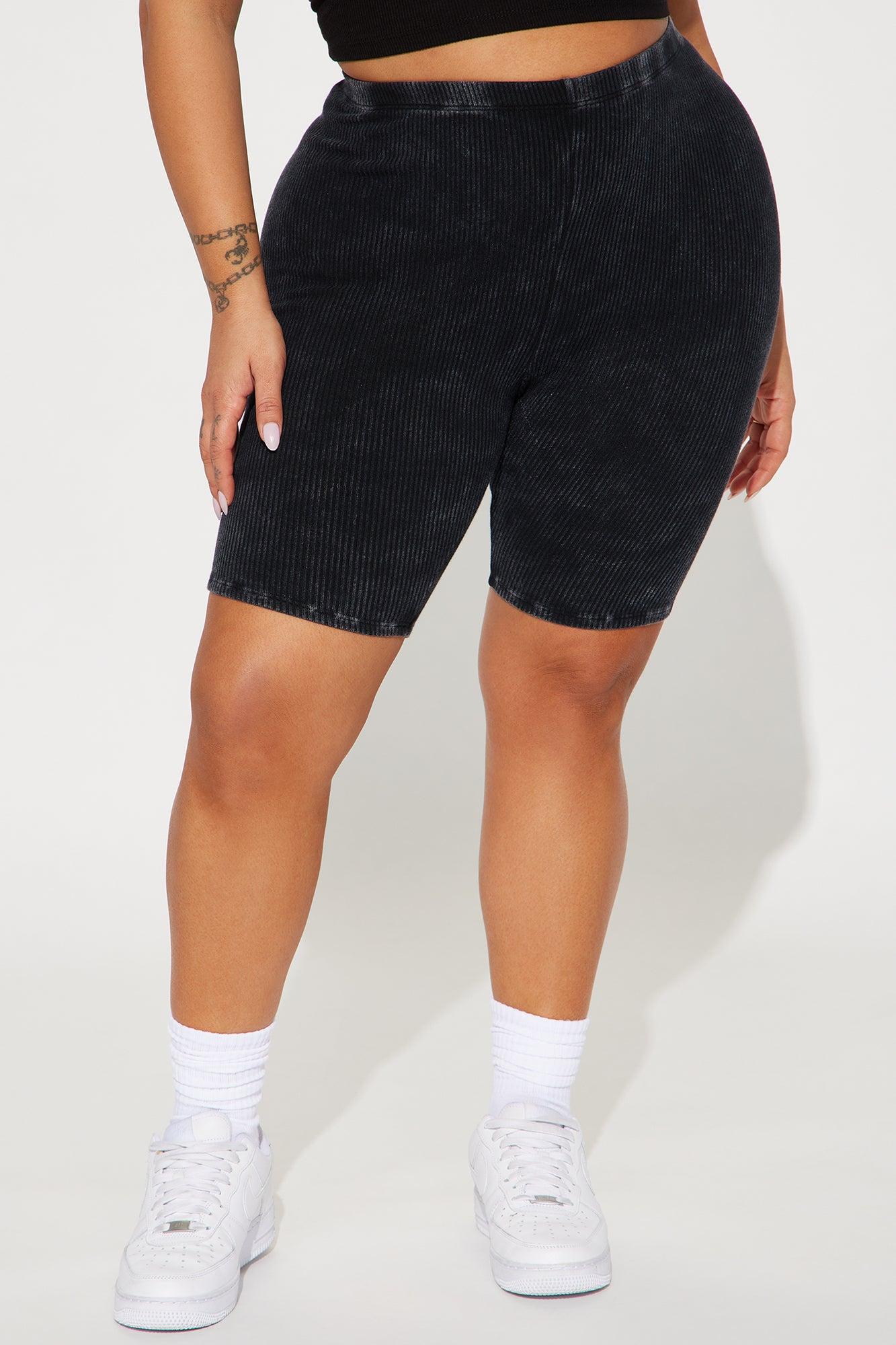 Never Too Late Washed Biker Short - Black Product Image